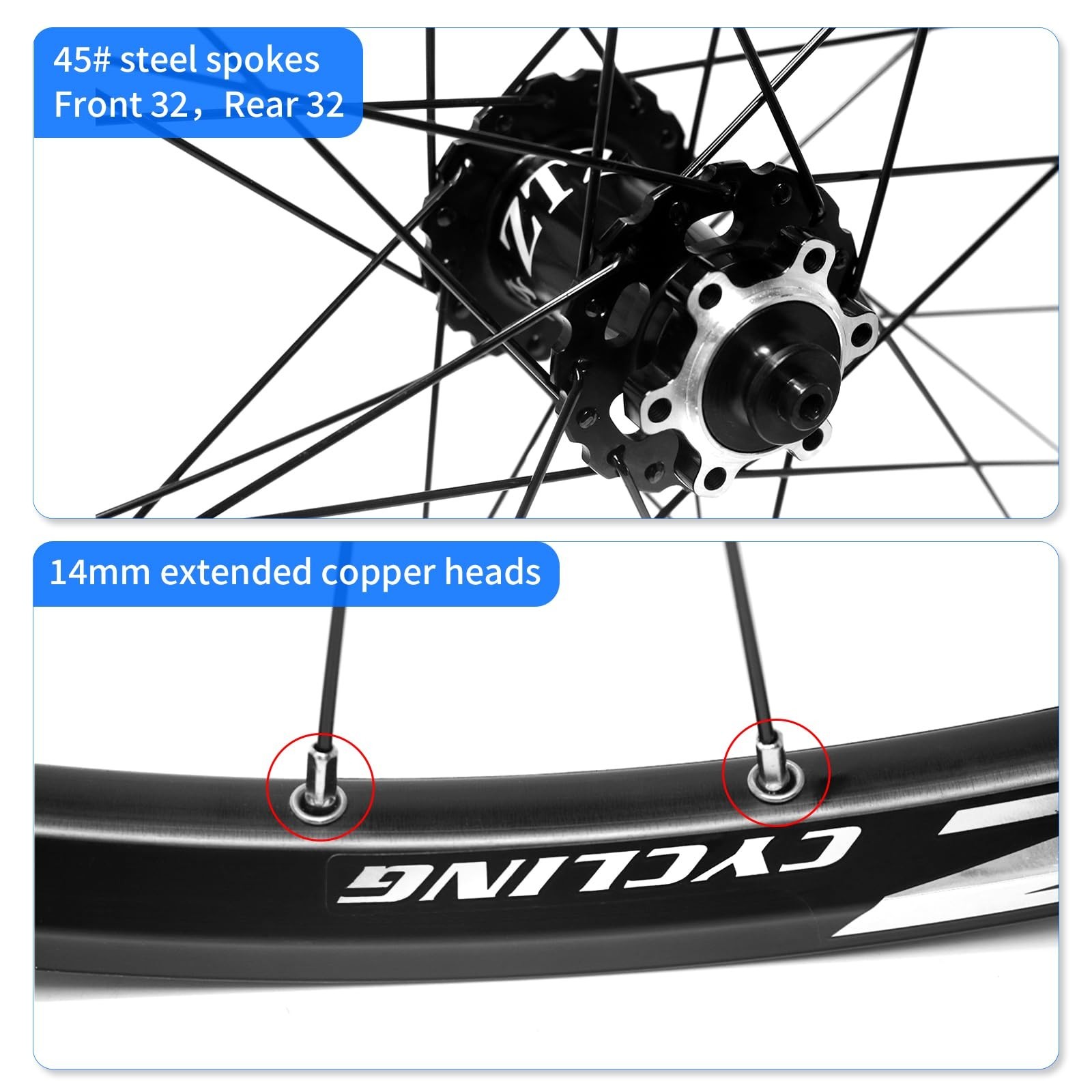 ZTZ 26″/27.5″/29″ Mountain Bike Wheelset，Ultralight Aluminum Alloy Rim 32H Hi…