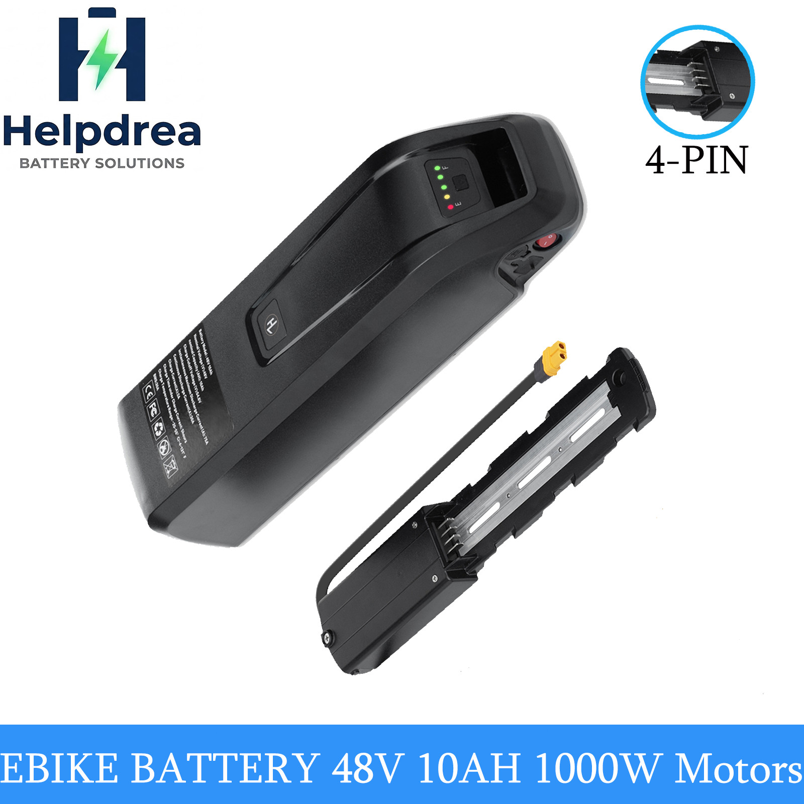 48V Li-ion Ebike Battery 48V 10Ah Electric Bike Battery 100W-1000W Motor 4-PIN