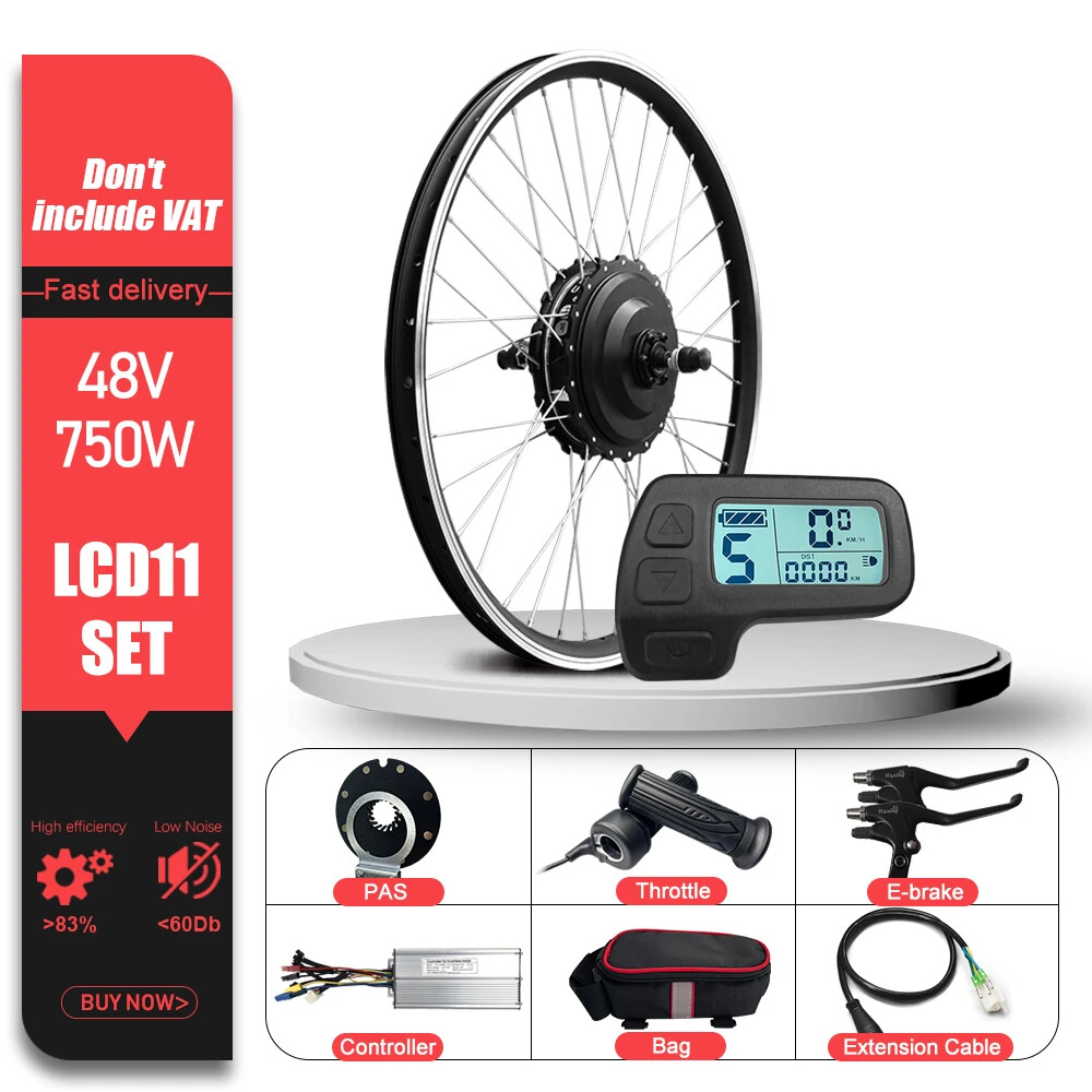 E-bike Conversion Kit 48V 750W Brushless Rear Hub Motor Wheel 20-29Inch 700C