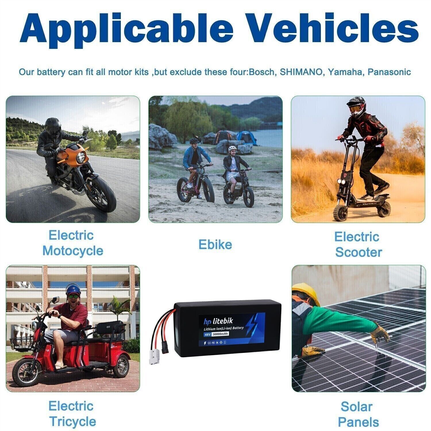 52V 30Ah Ebike Li-ion Battery 200W – 2600W for Electric Bike Motorcycle 50A BMS