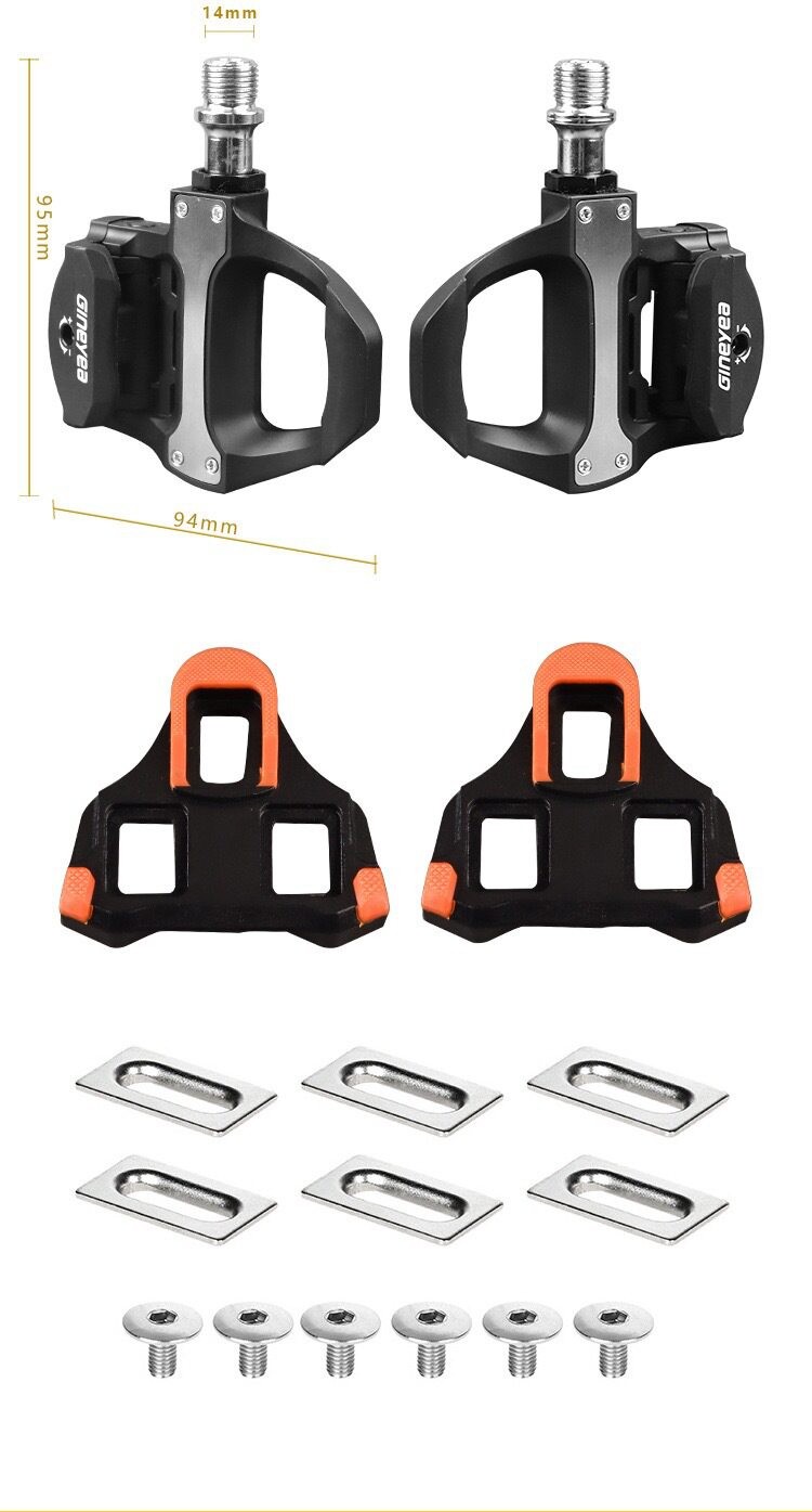 Road Bike Self-Locking Bearing+DU Pedals, Clipless Pedals with Cleat For SPD-SL