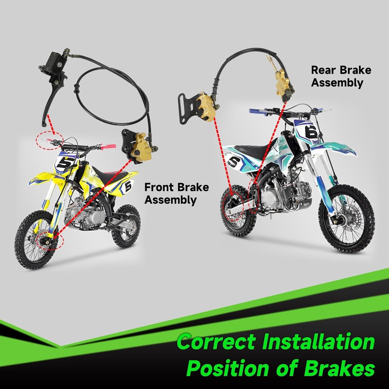Pit Bike Hydraulic Brake Caliper Set for Apollo SSR Tao Tao Coolster 50-125cc