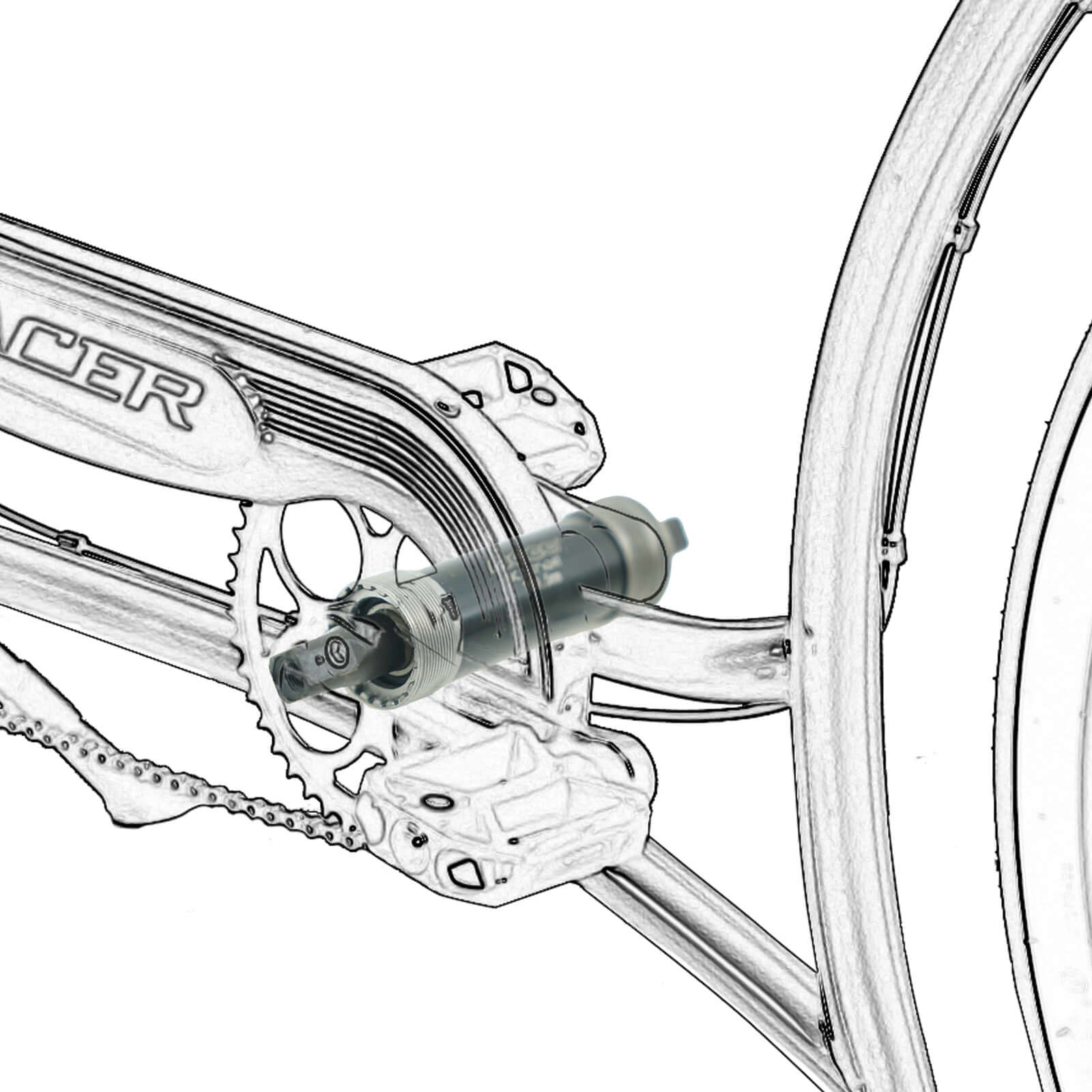 NECO 1.37″ x24T Fat Bike Bottom Bracket Shell width 120mm axle length 159.5mm