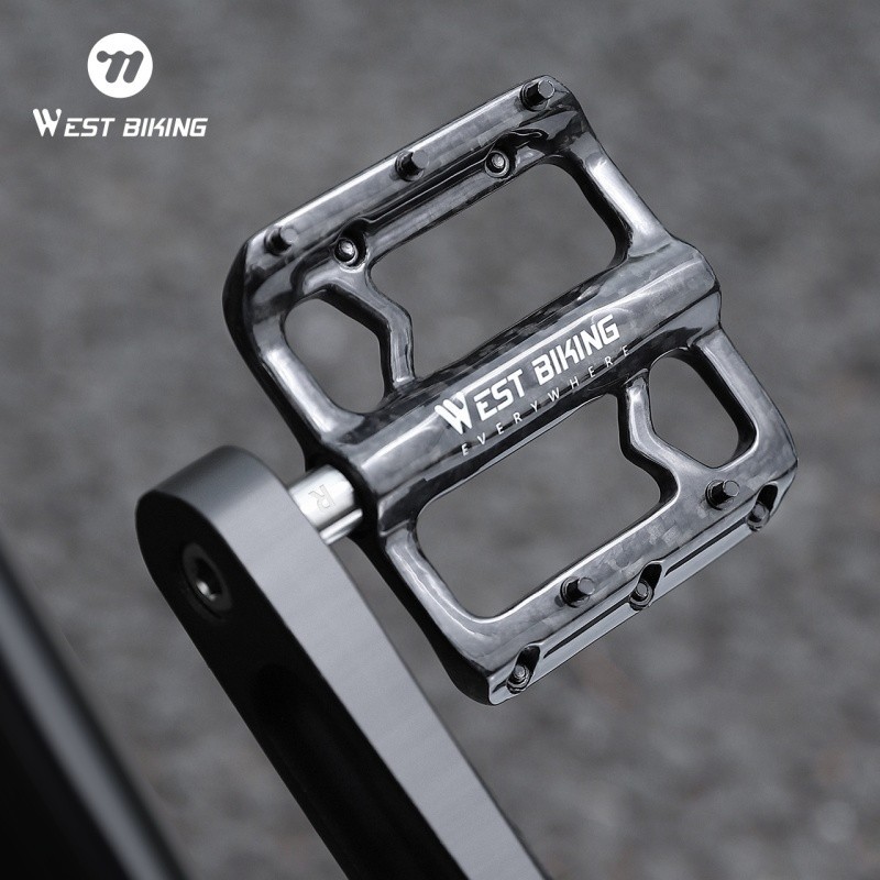 West Biking 3 Bearings Carbon Fibre Titanium Axle Bicycle Pedals Black 180g