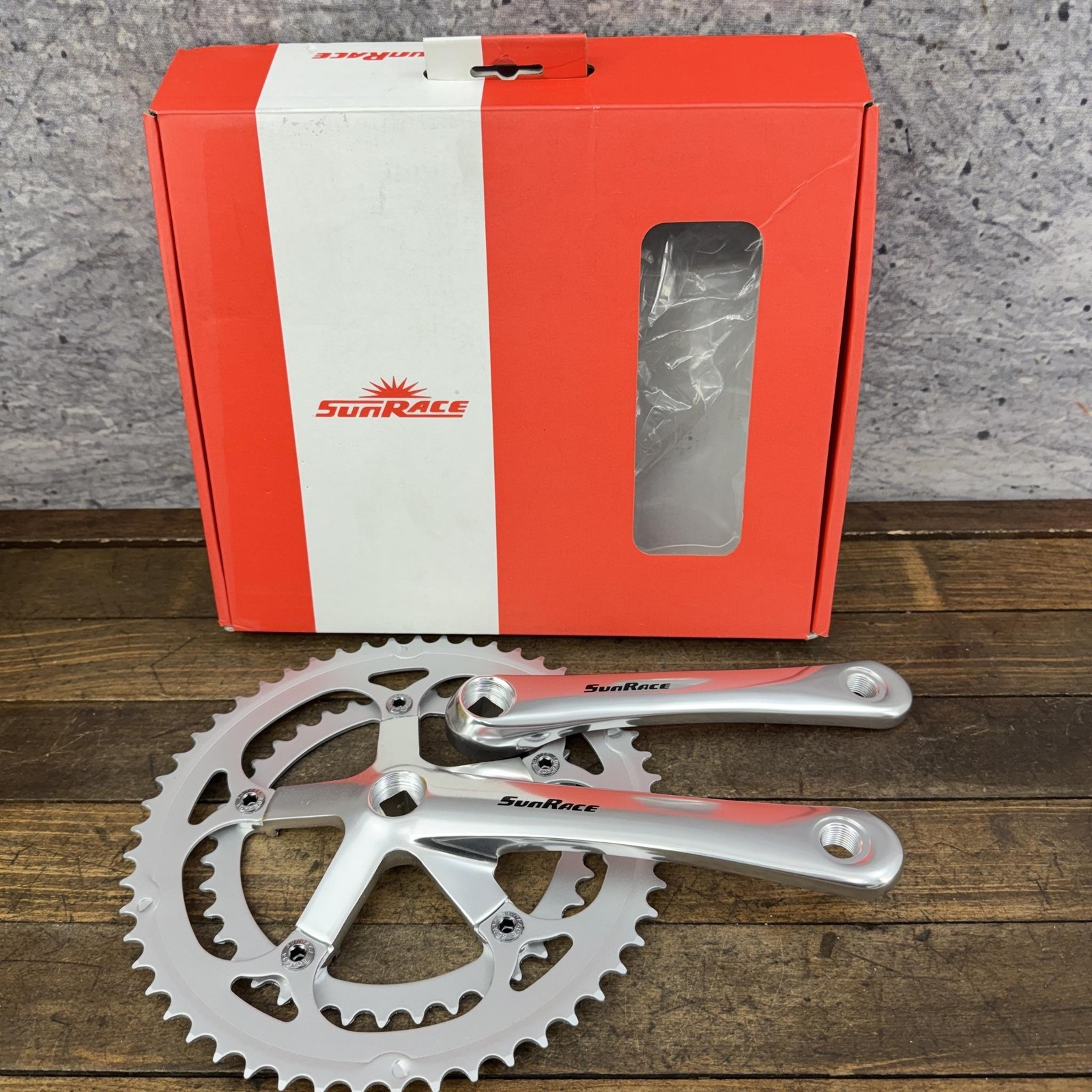 SunRace R31 Crank Set 170mm 53/39T Square Taper Double Road Silver Bike