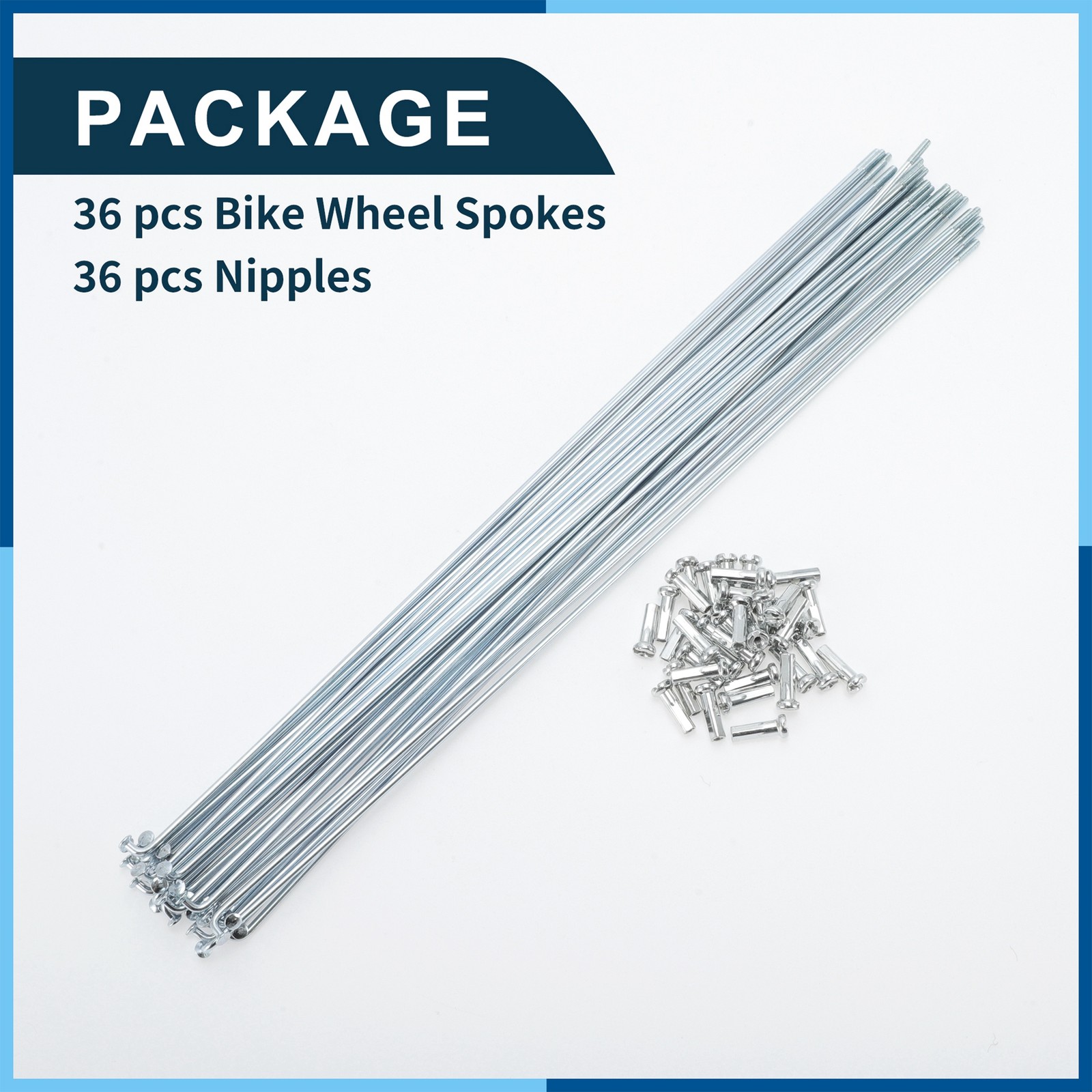 Set 14G 267mm Length Bicycle Spokes Nipple Carbon Steel Galvanized Universal