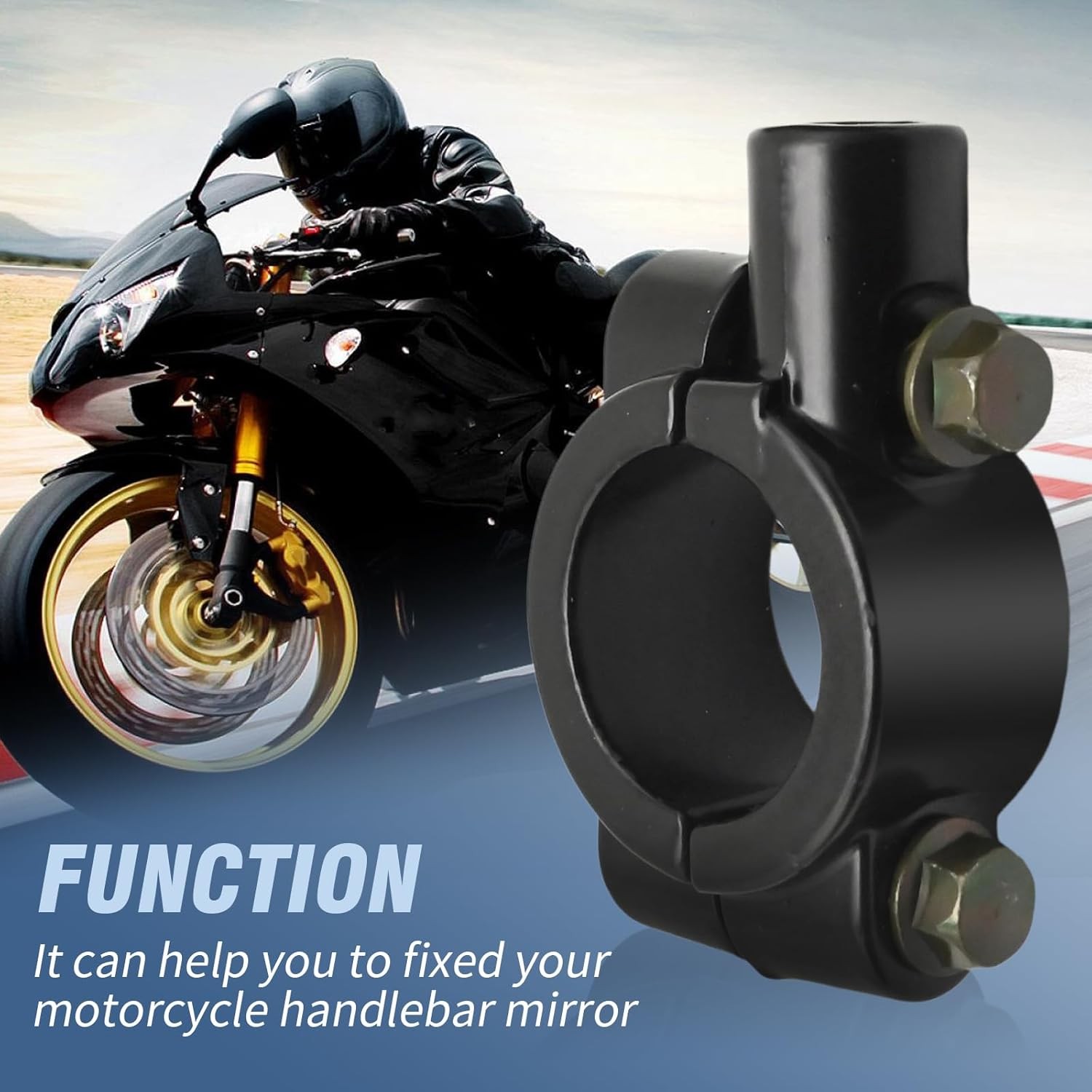 1″ Motorcycle Mirror Mount Handlebar Holder 10mm Thread Clamp 25mm Adapter