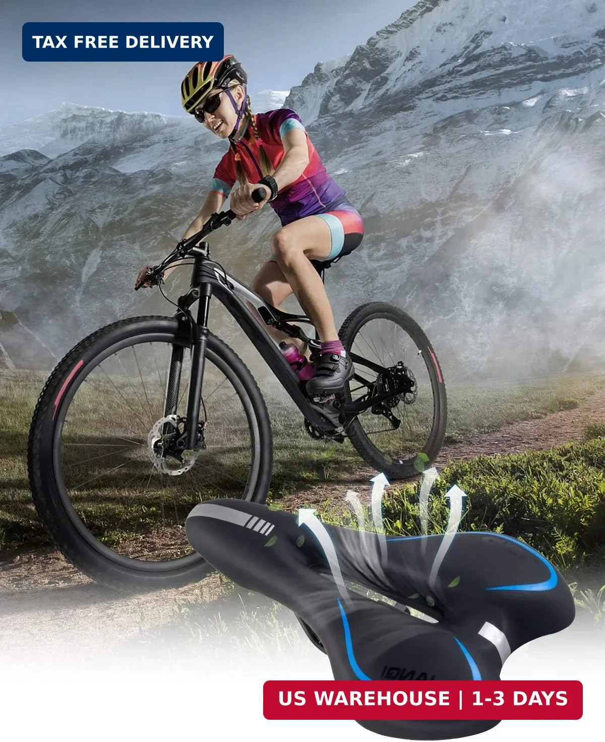 MSDADA Gel Bike Seat Bicycle Saddle, Bike Saddle for Men & Women, Waterproof Bic