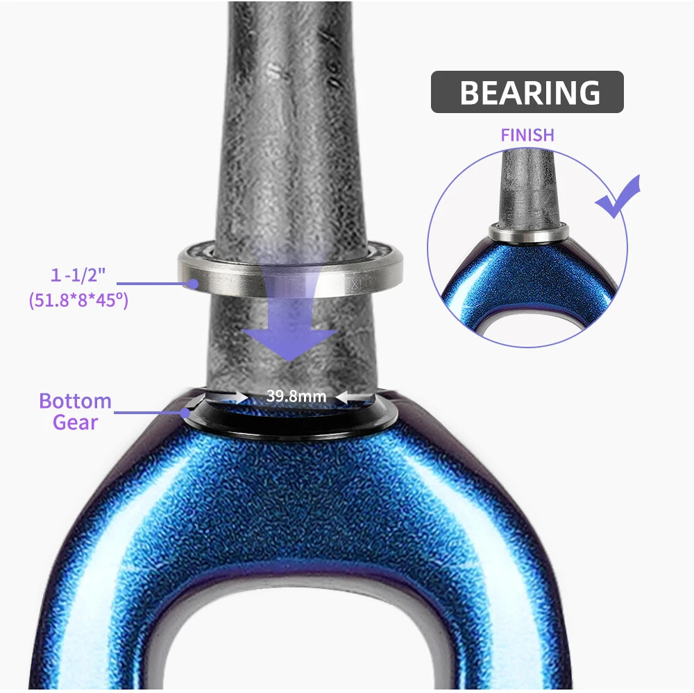 26 / 27.5 Inch MTB Bicycle Carbon Fork Disc Brake 160mm Tapered Tube Front Forks