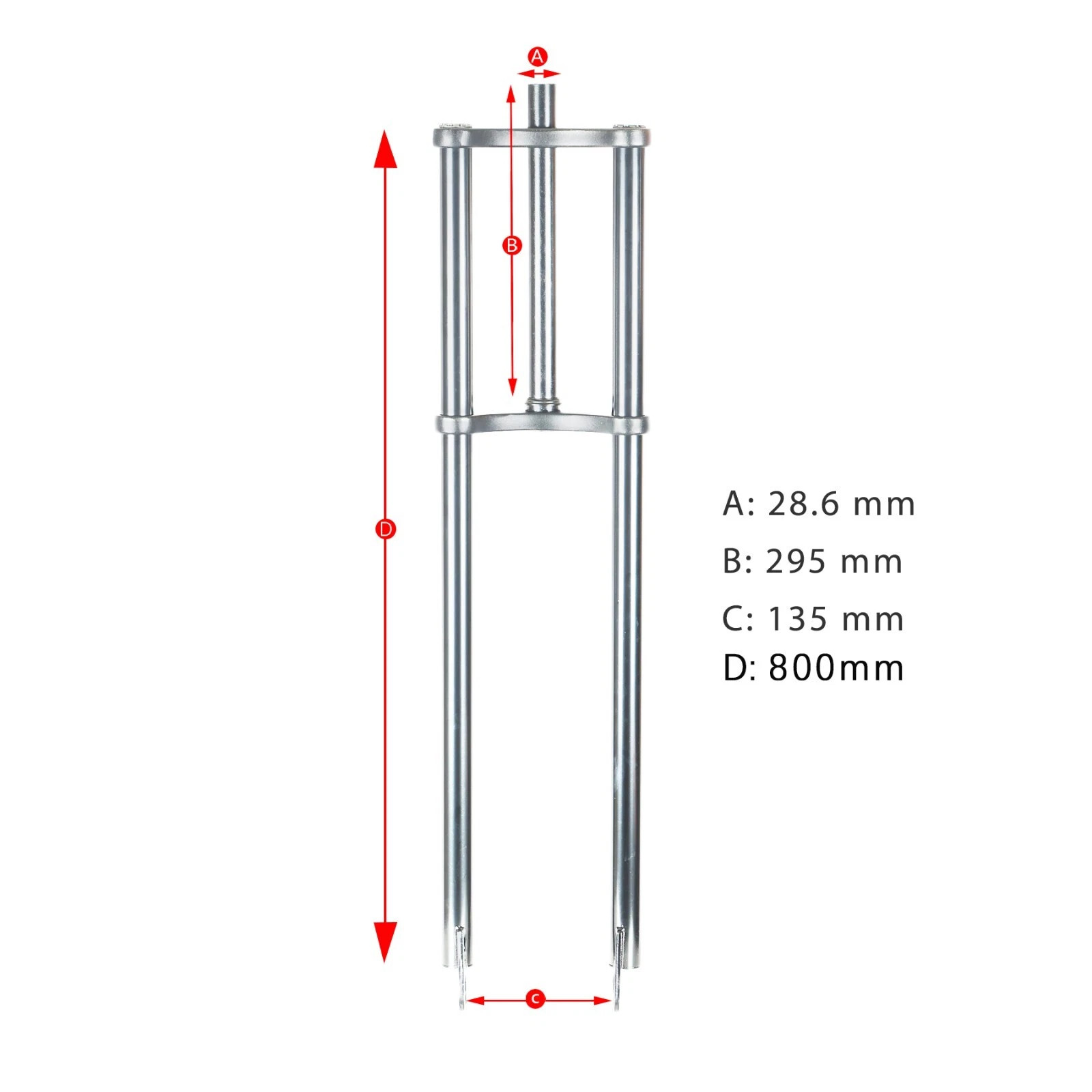 Tracer 1-1/8″ Triple Tree Fork For 4.0 tire with Disc Brake 28.6 x 300 mm Chrome
