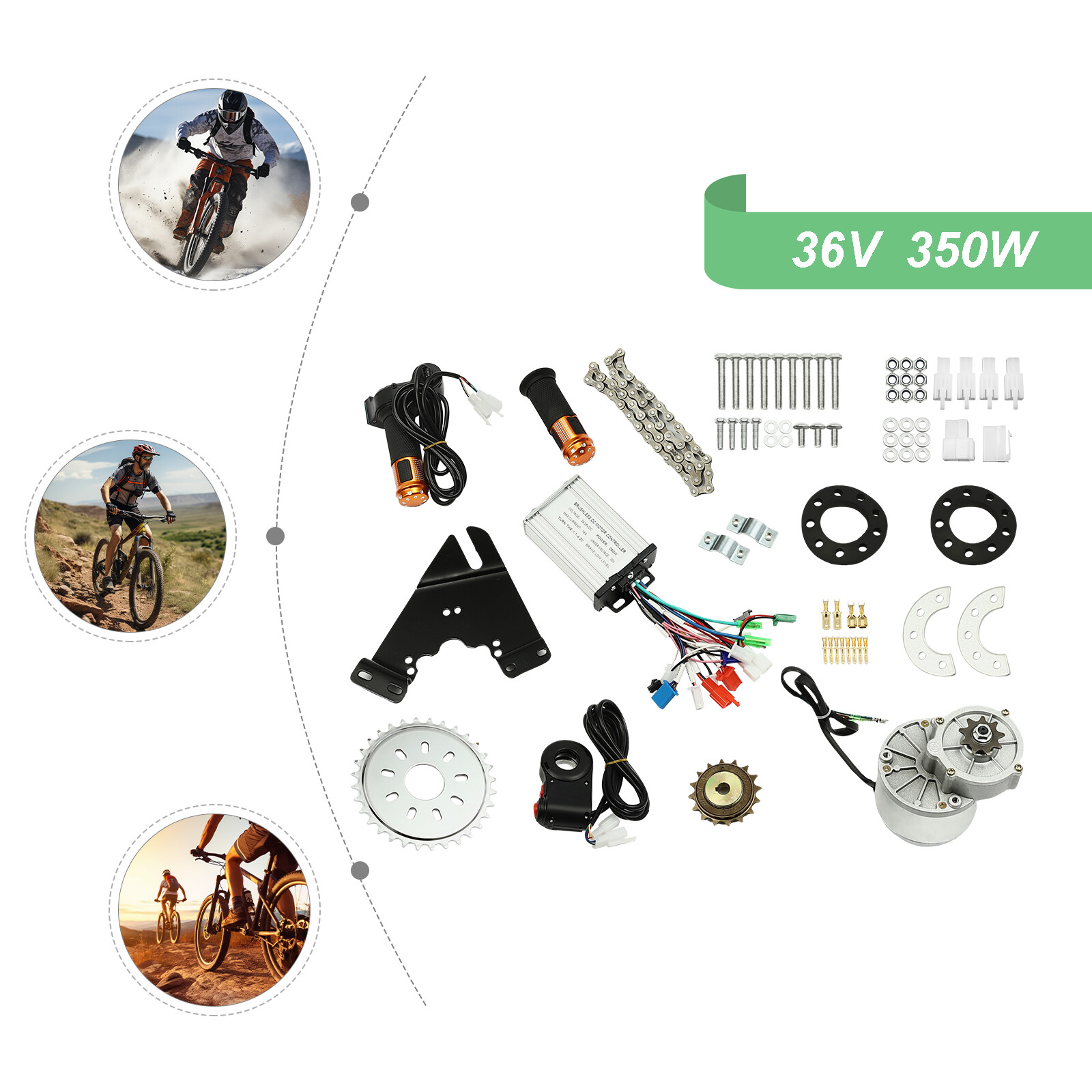 36V 350W Electric Bicycle Conversion Kit Digital Brushless E-Bike Motor 3000 RPM