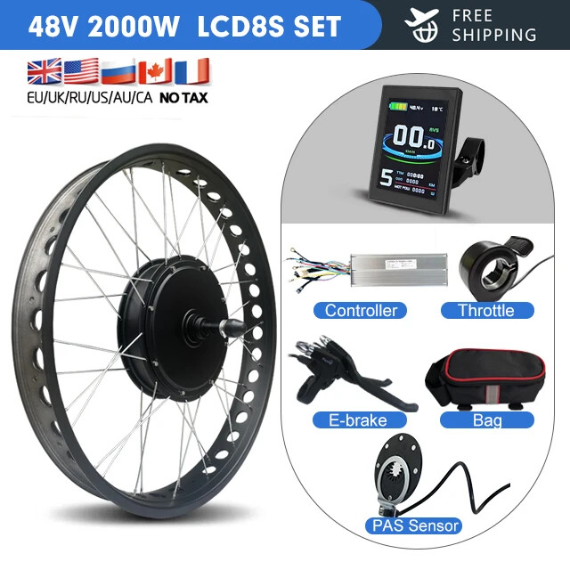 Electric Bike Conversion Kit 2000W 48V Hub Motor Wheel Rear Rotate Dropout 190MM