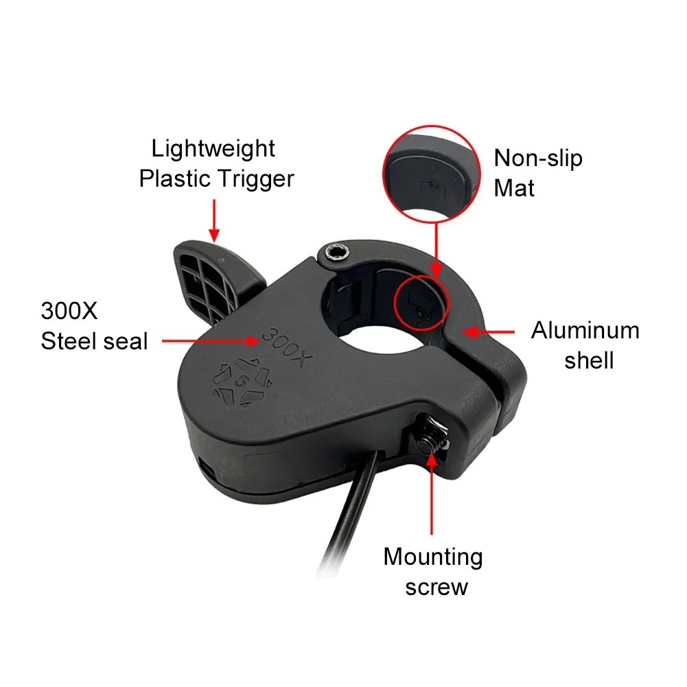 eBike Thumb Throttle 300X 3Pin 24V-72V Right/Left Hand Throttle SM/WP Plug Parts
