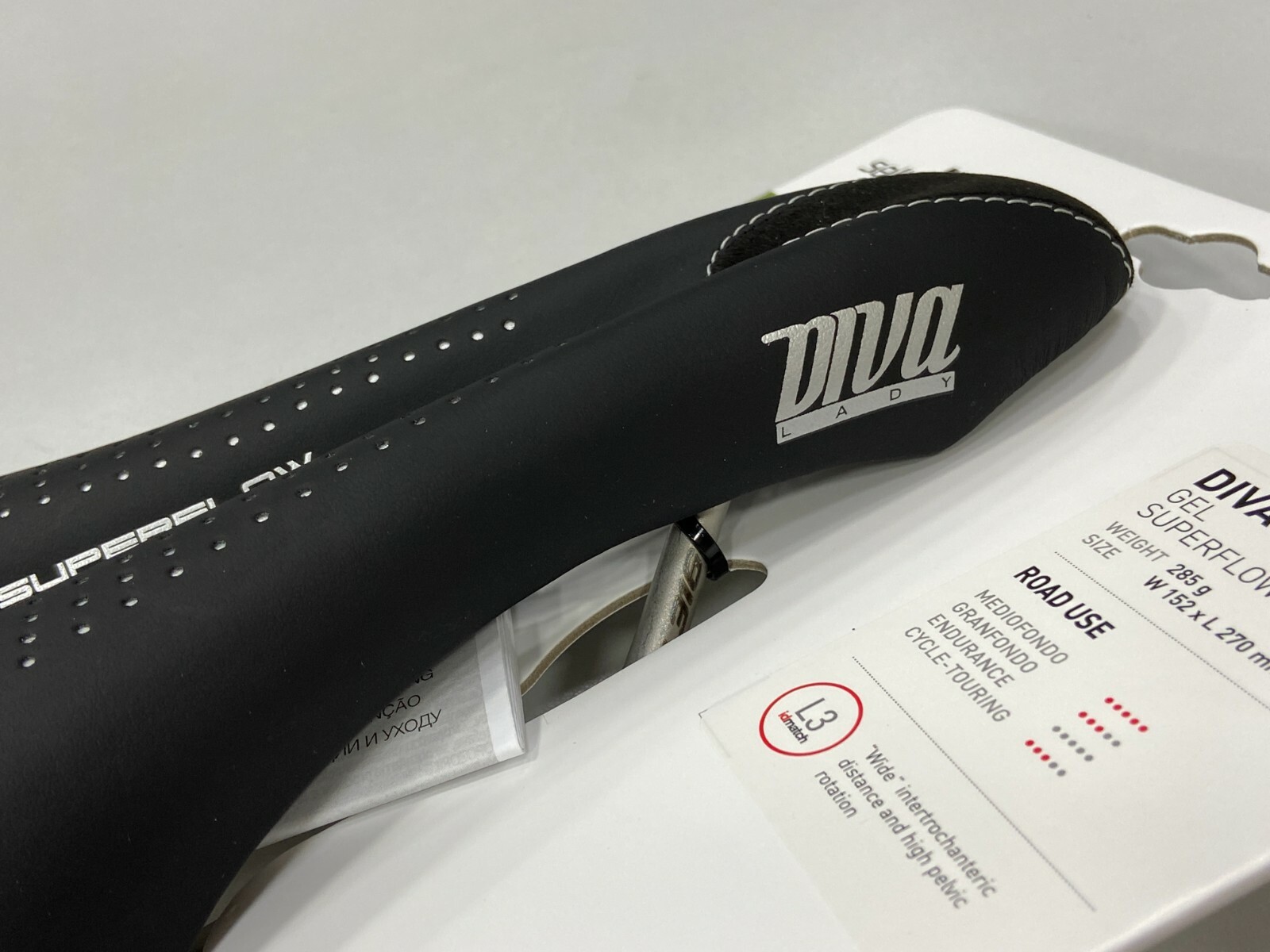 Selle Italia Diva Gel Superflow TI 316 Rail L3 152x270mm (Lady) Saddle (Black)