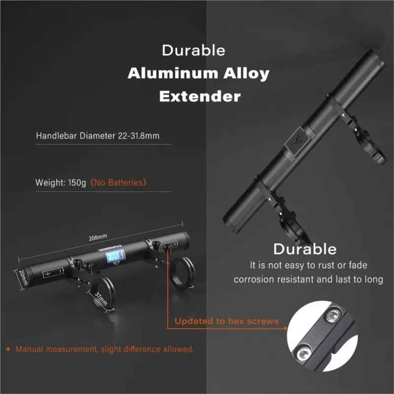 Handlebar Extender USB Bicycle Extension for Cycling WITH BATTERIES FOR CHARGING