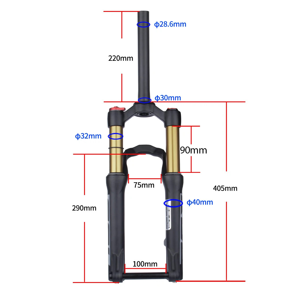 20inch MTB Bicycle Thru-Axle Quick Release Suspension Air Front Frok 90mm Travel