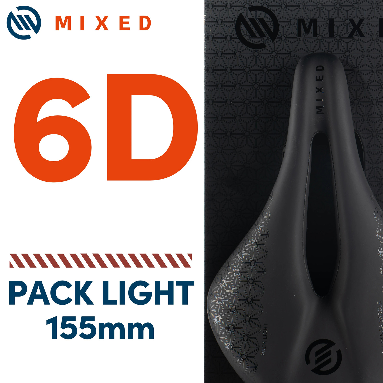 MIXED 6D Cycling Carbon Saddles 155mm Road Mountain Bicycle Seats Pack Light Sad