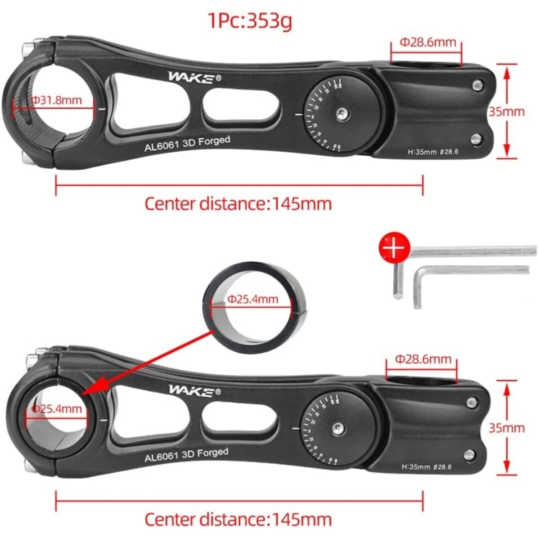 Bike Stem Universal 31.8Mm and 25.4Mm Adjustable ± 90 Degree 90Mm 110Mm 145Mm MT