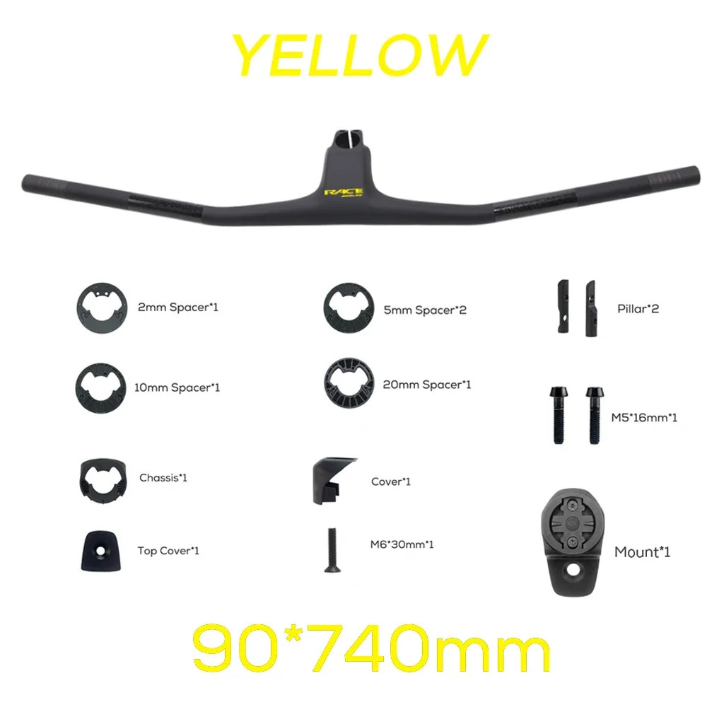 Carbon Fiber XC Mountain Bike Integrated Cockpit -20 Degree 740mm Flat T-Bar