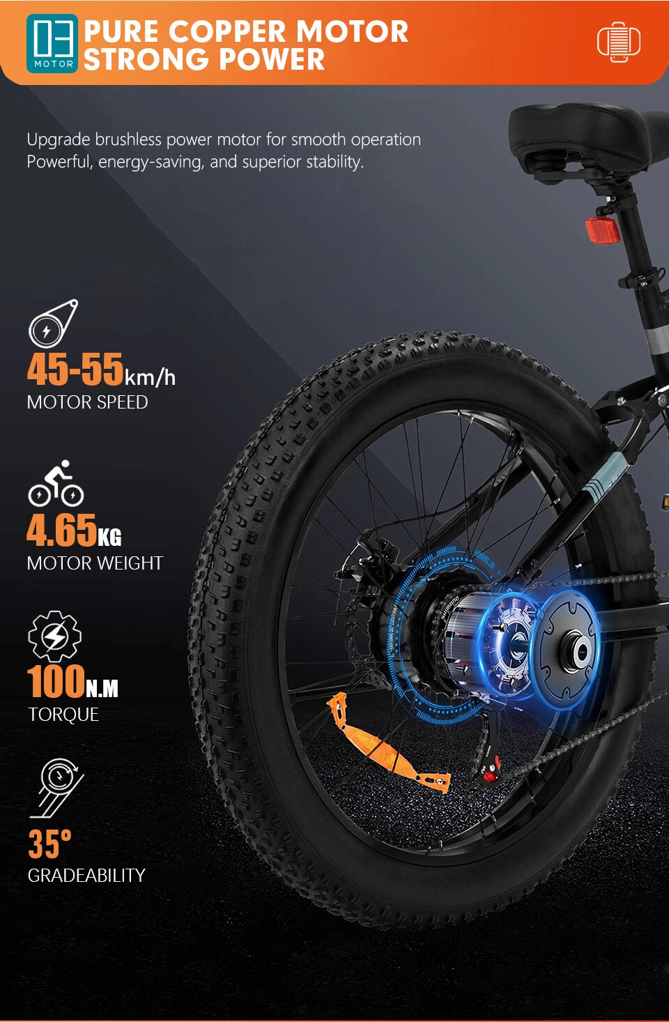 48V 750W 1000W MTB E-bike High Speed Brushless Rear Rotate/Cassette Hub Motor