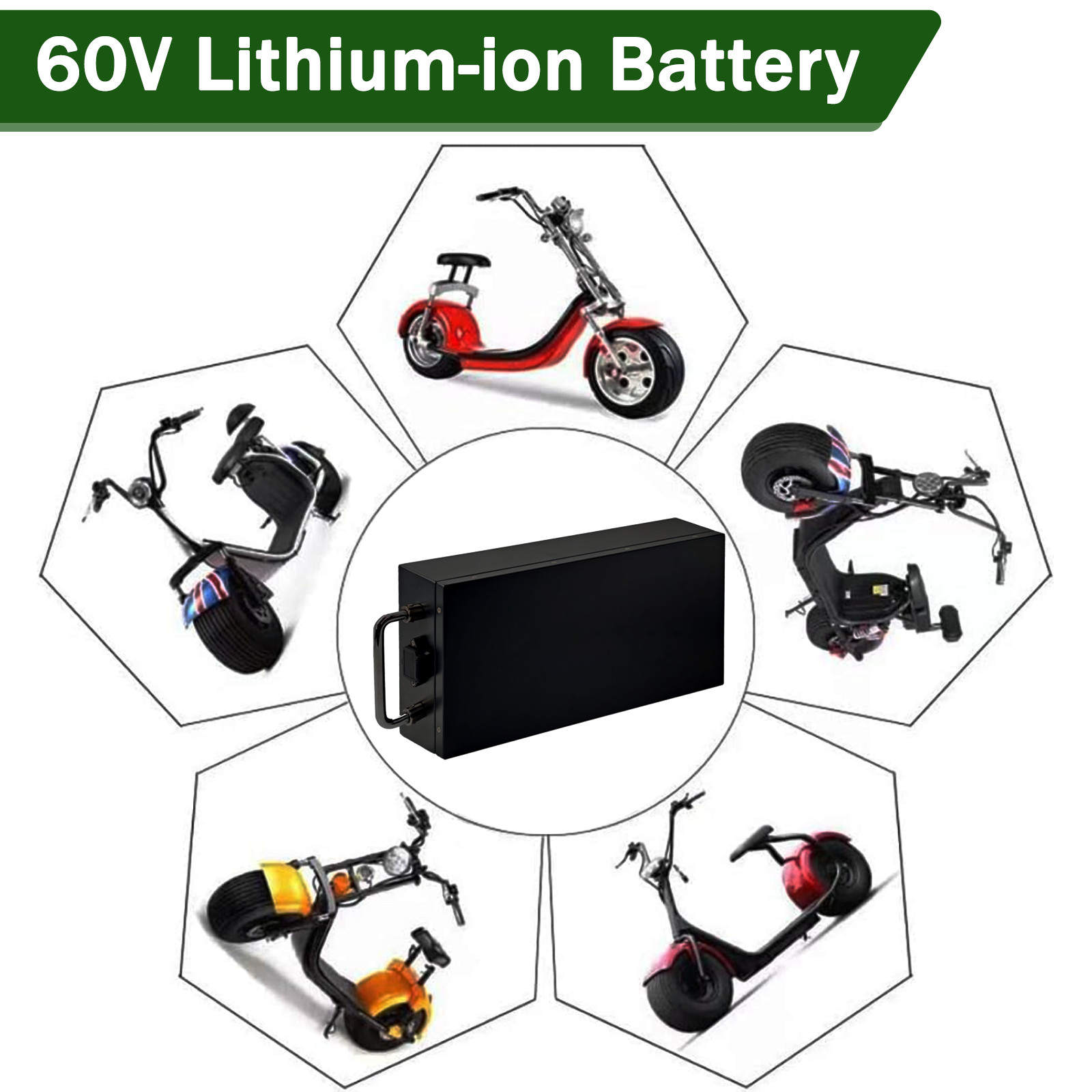 60V 20Ah Fat Tire Ele ct ric Scoo ter Battery for 100-1000W Motorcycles