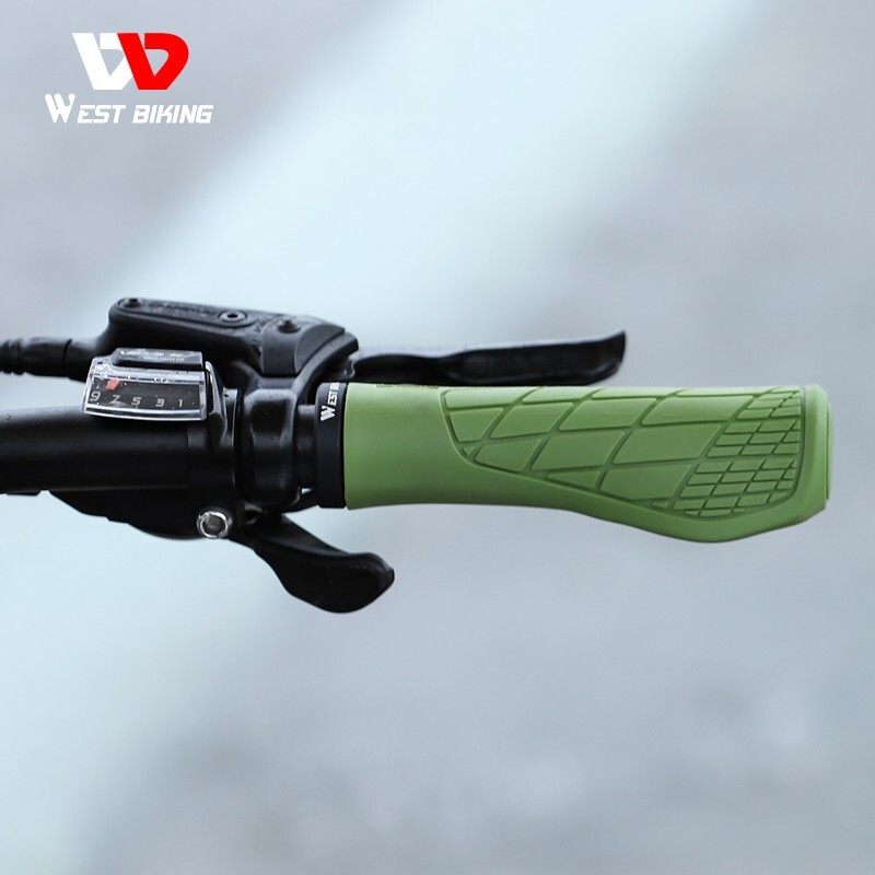 WEST BIKING Bicycle Handlebar Grips Ergonomic Lock-on Rubber Bike Grips Green