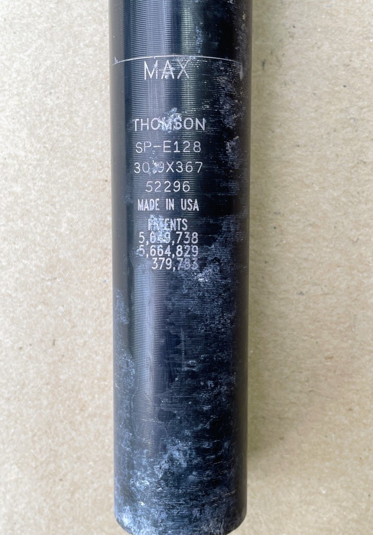Black Thomson Elite Zero Setback Seatpost SP-E128 30.9x367mm