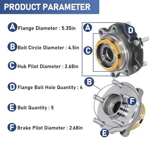 2Pcs 513296 Front Wheel Hub & Bearings for Nissan Maxima Quest Murano