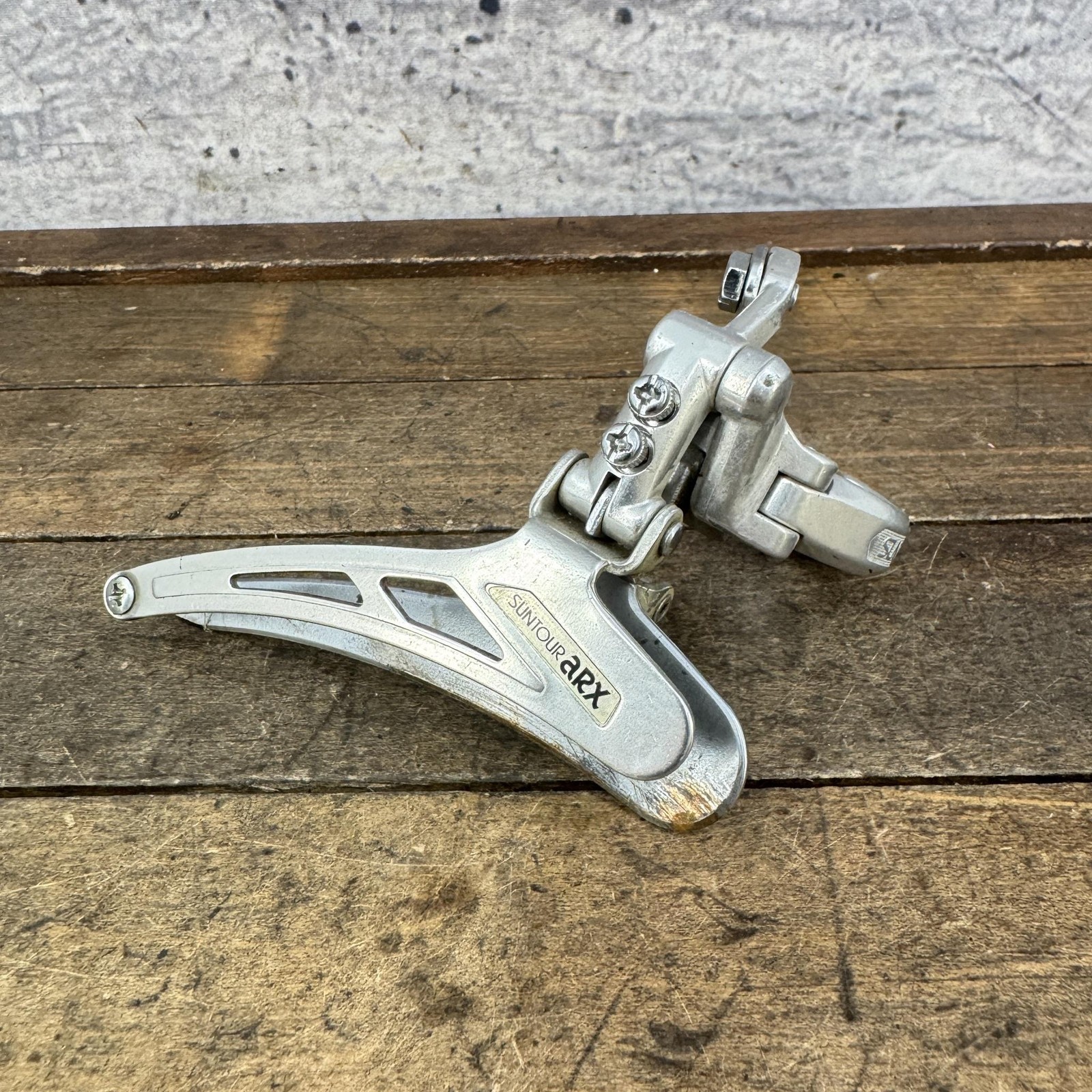 Vintage Suntour ARX Front Derailleur 28.6 Mm Clamp Bottom Pull Japan Silver.