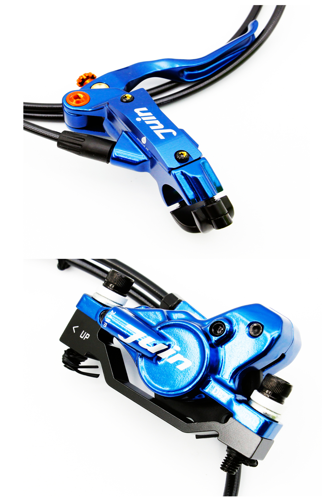 Juin Tech DB2 Full Hydraulic Disc Brake Set Blue F/R Post Mount 160mm Rotors