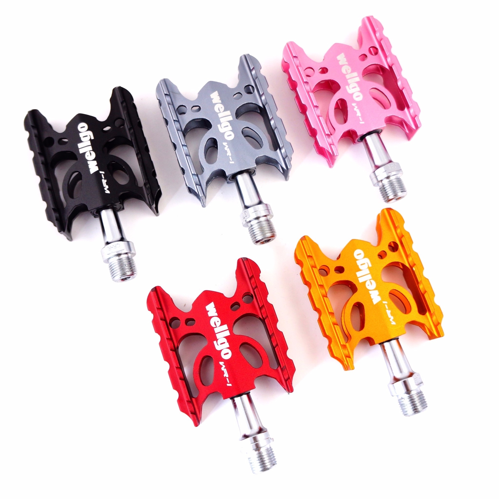 Wellgo WR-1 9/16″ Aluminum MTB Road Platform Bike Pedal-Black-Red-Gold-Pink-Gray