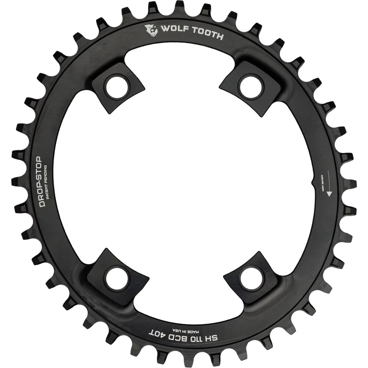 Wolf Tooth Components Drop Stop PowerTrac Shimano Asymmetric Chainring – 110 BCD