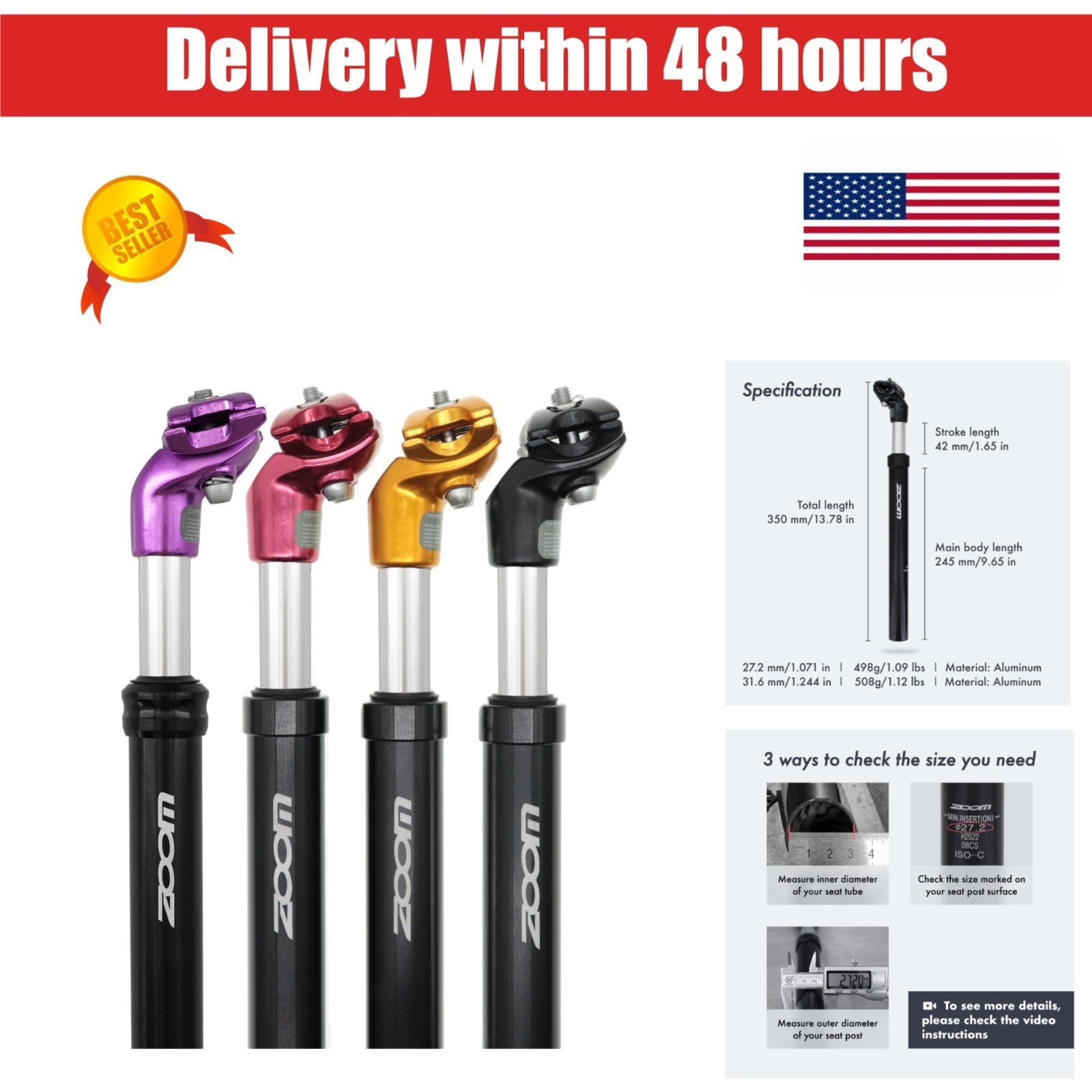 DJC Bike Suspension Seatpost 27.2 30.9 31.6 mm Aluminum Shock Absorber