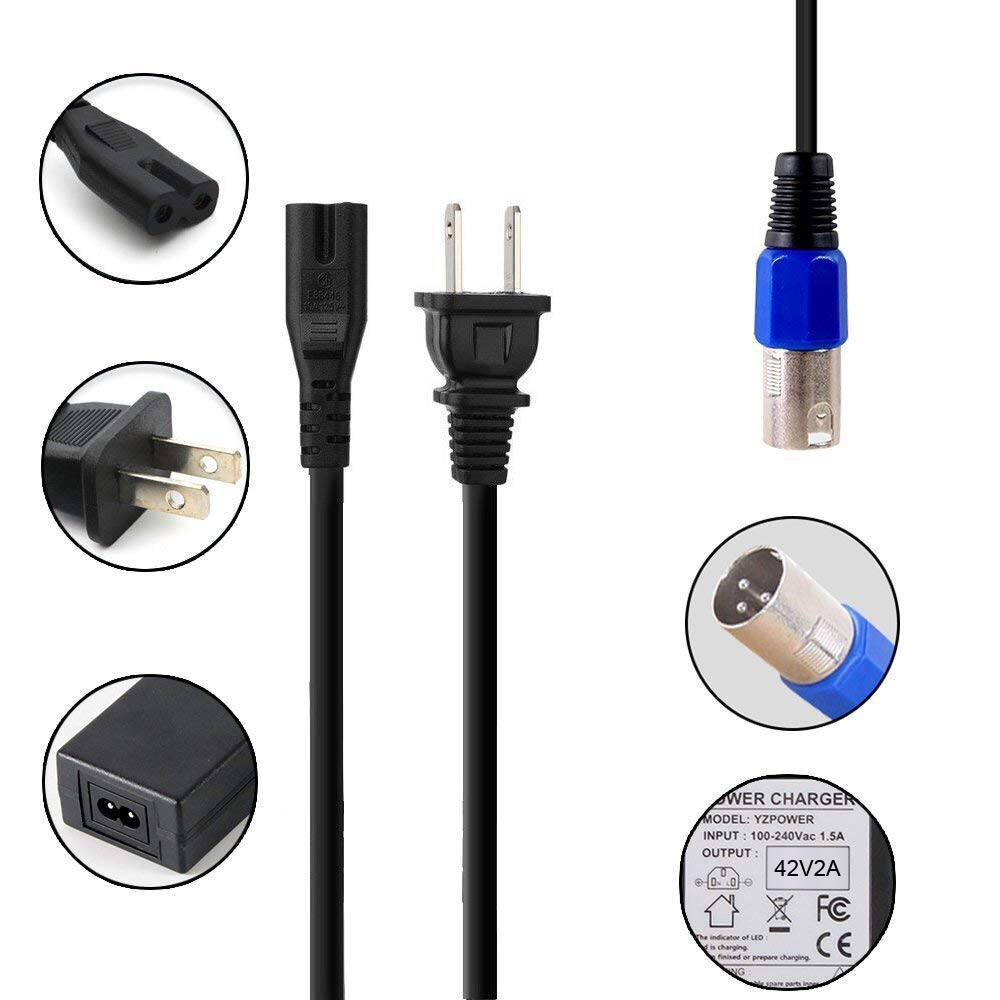 42V charger microphone XLR for 36V Lithium Li-ion electric bicycle ebike battery