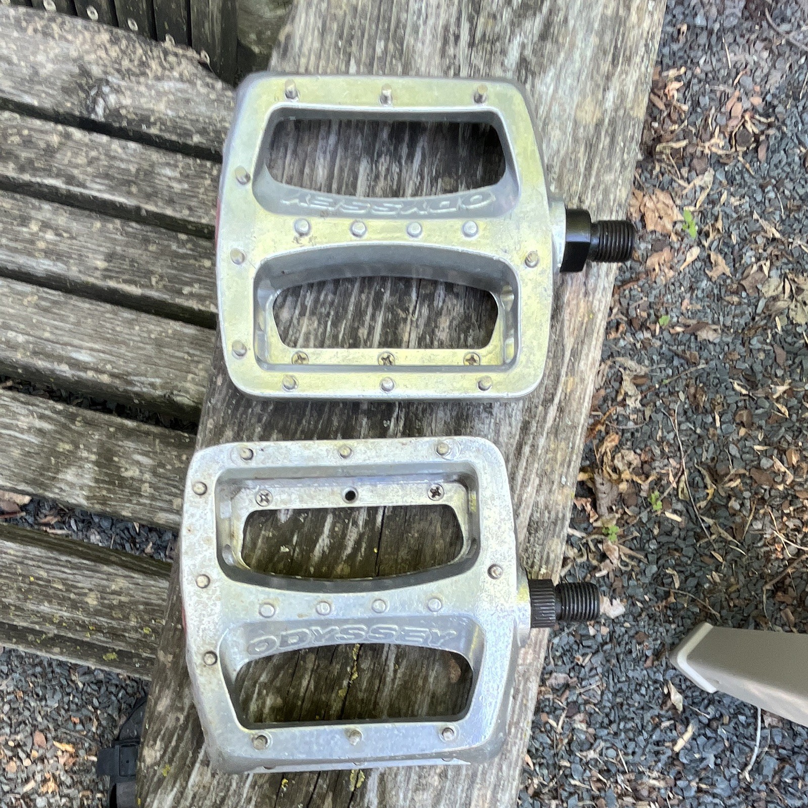 Odyssey BMX Flat/Platform Pedals Pair 1/2 in Axle Aluminum Silver