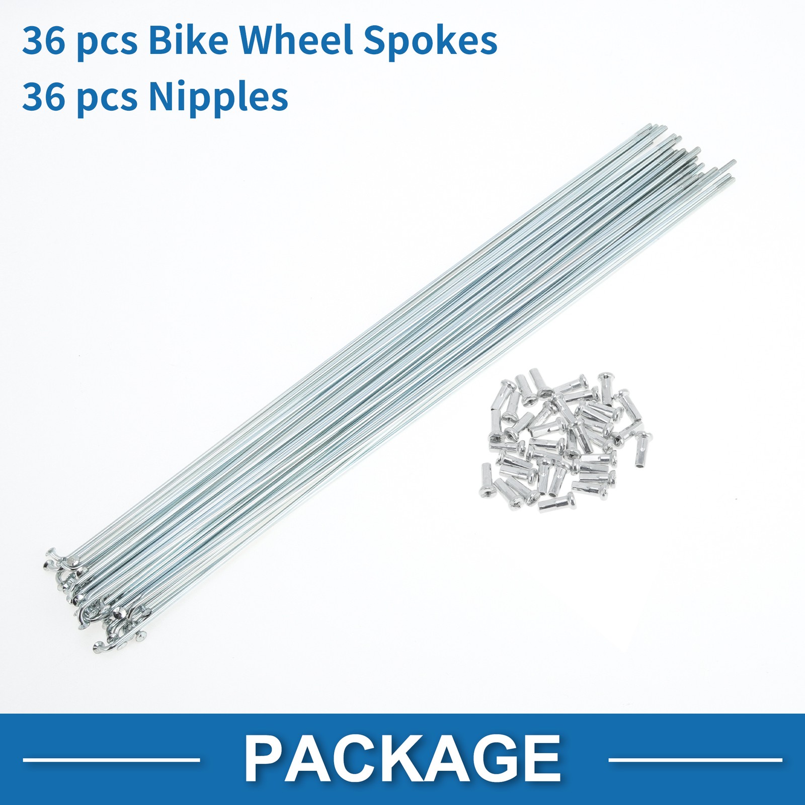 36 Set 14G Bicycle Spokes 285mm Bike Wheel Spokes Galvanized Carbon Steel