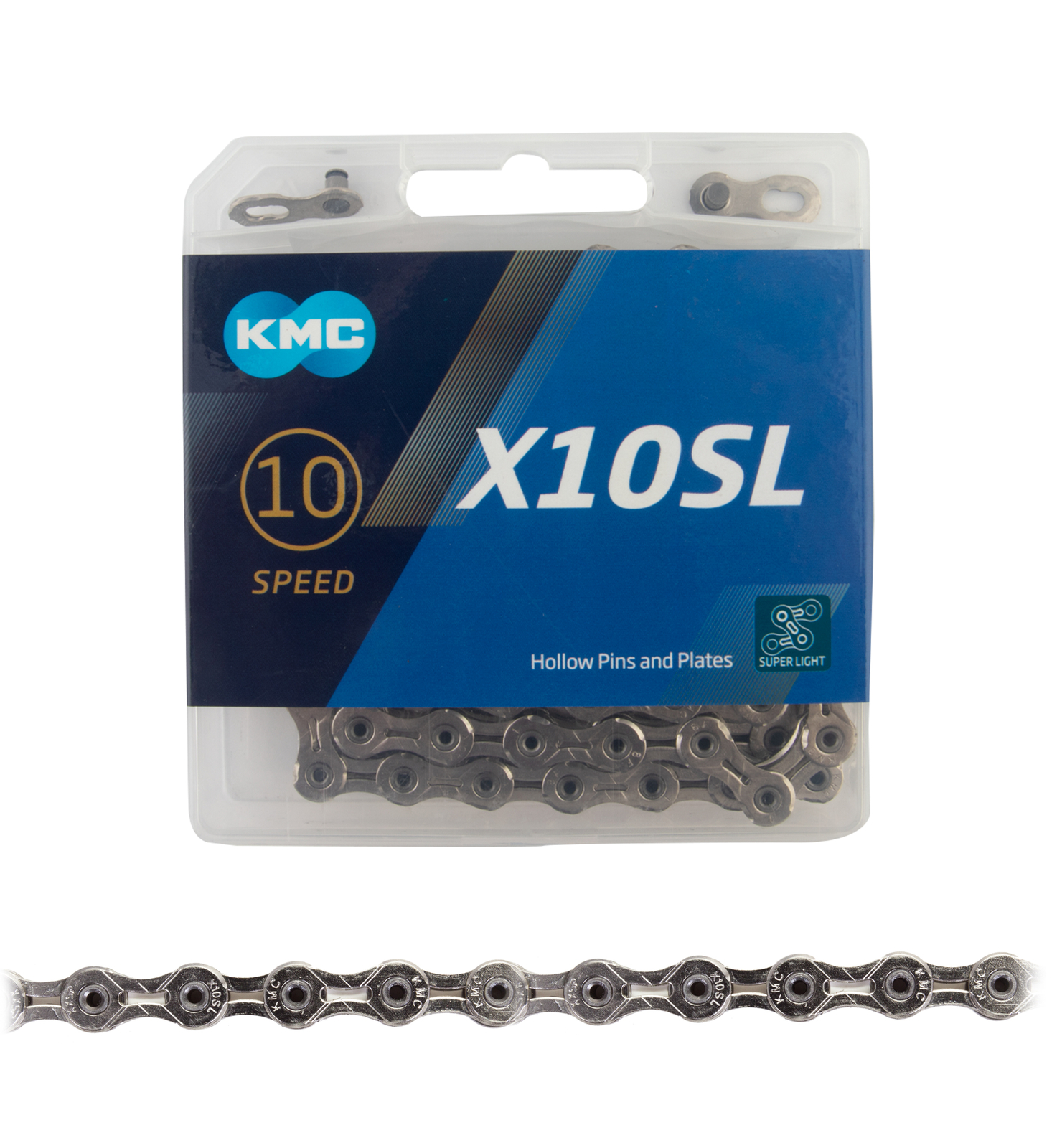 KMC X10SL Chain – 10-Speed, 116 Links, Silver