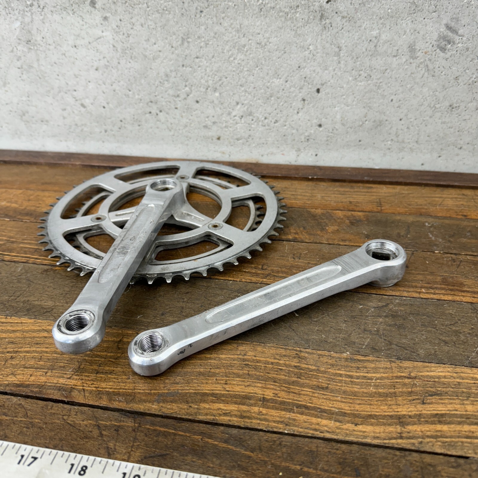 Vintage TA Professional Crank Set 170 mm 3 Arm 1970s France Eroica 3 Hole Alloy