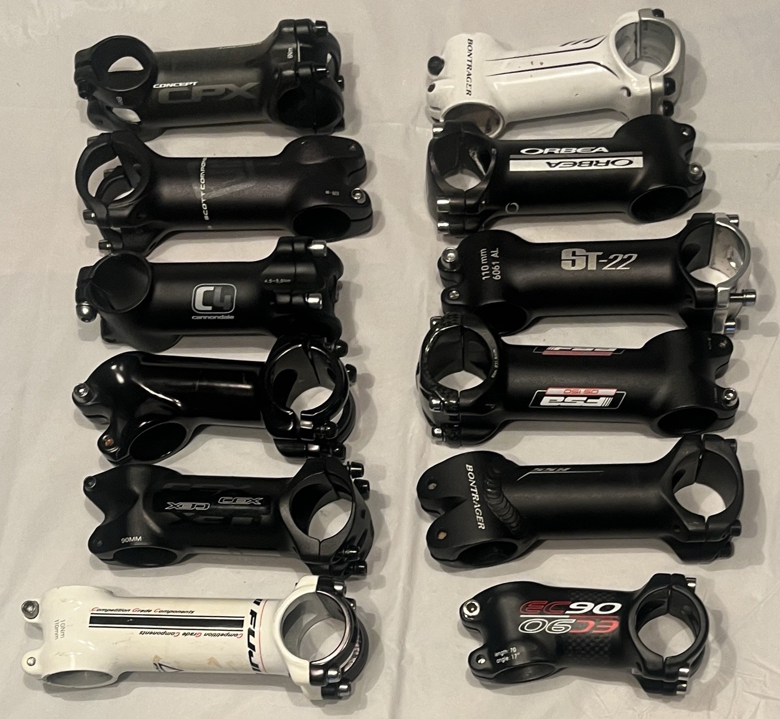 Lot of 12 Bike Stems – All 31.8mm 1-1/8″ Aluminum Stem- Various Brands & Lengths