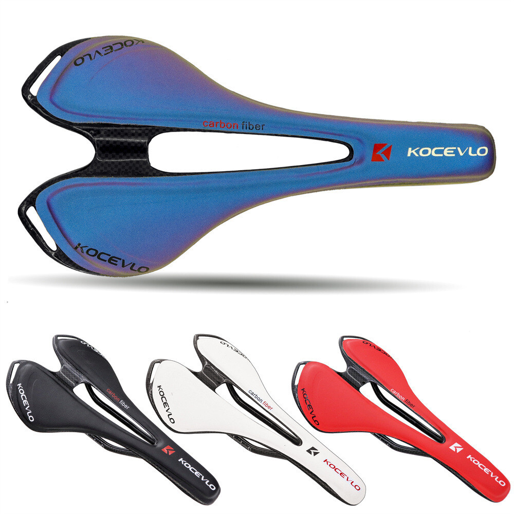 Carbon Fiber Cycling Seat Leather MTB Road Bike Saddles Hollow Seat Carbon Rails