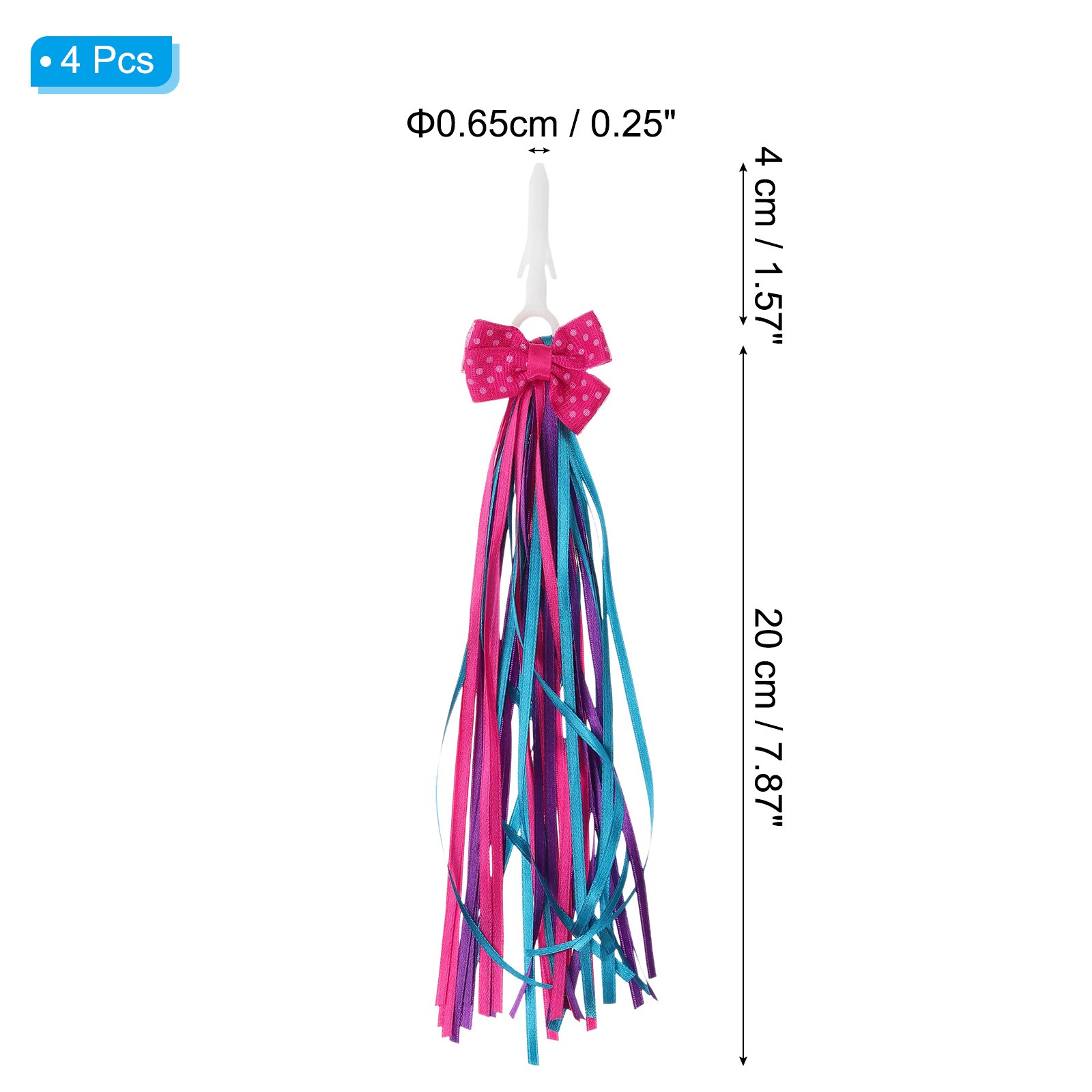 4Pcs Bike Streamers Scooter Handlebar Tassels Grip Ribbon Rose Red Purple
