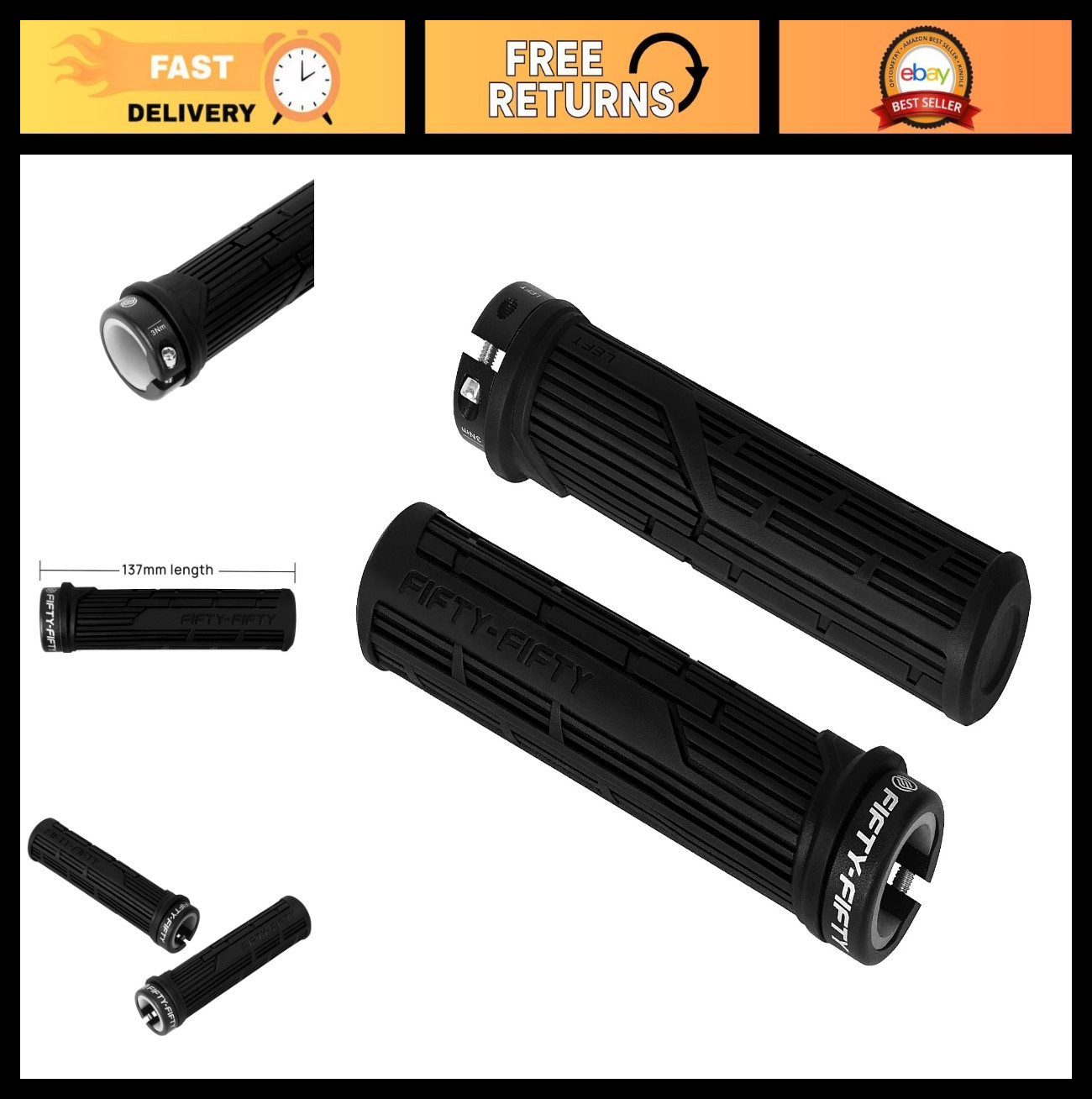 Soft Non-Slip Mountain Bike Grips – Lock-On MTB Handlebar Grips for Comfort & Co