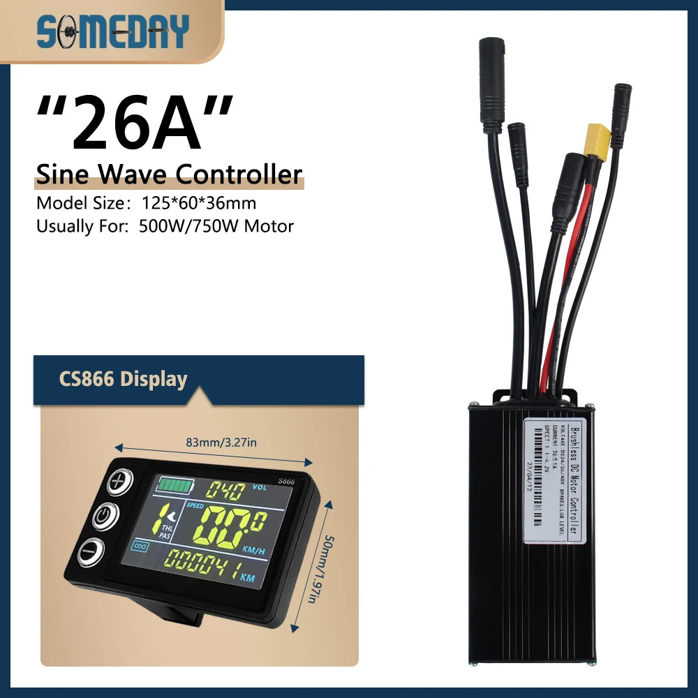 E-bike 26A Waterproof Three Mode Sinewave Controller 24V/36V/48V with Display
