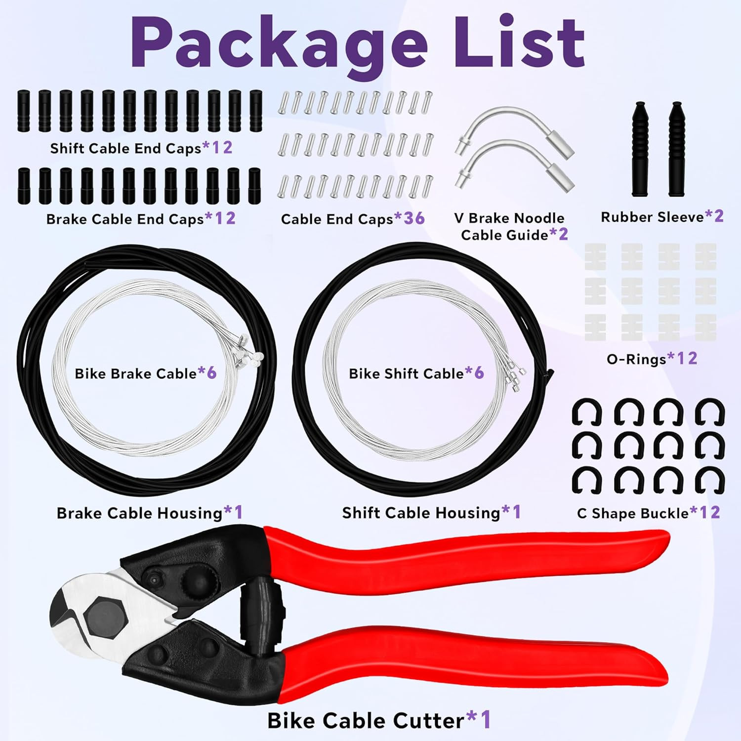 103PCS Universal Bike Brake Cable Repair Kit with Stainless Steel Cutter
