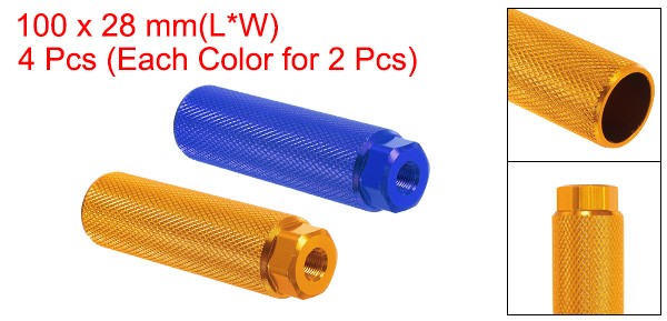 4 Pack Aluminum Alloy Bike Pegs Anti-Skid Fit 3/8 Inch Axles Yellow/Blue