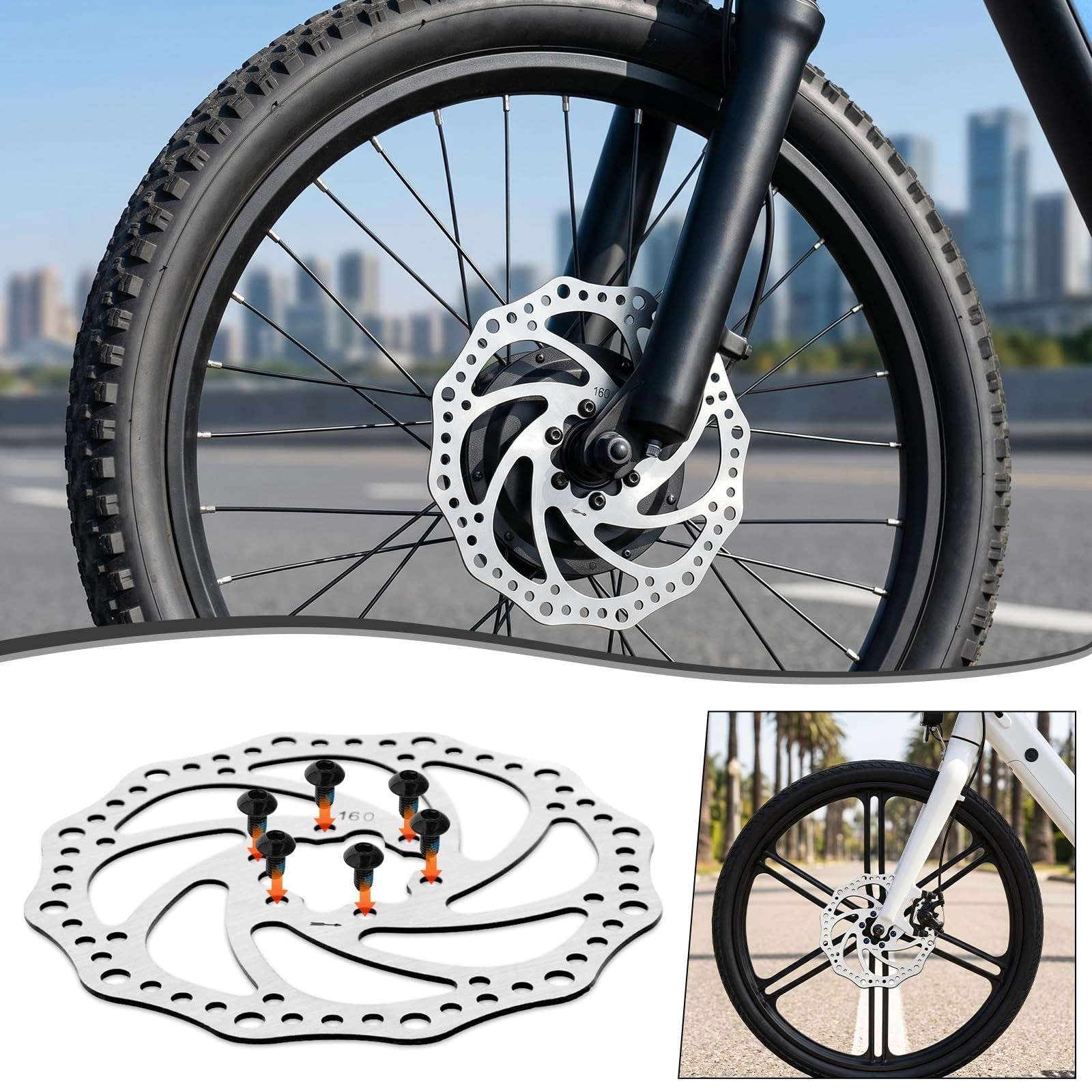 Zmgdrm 160mm MTB Disc Brake Rotor with 6 Bolts for Mountain Bikes