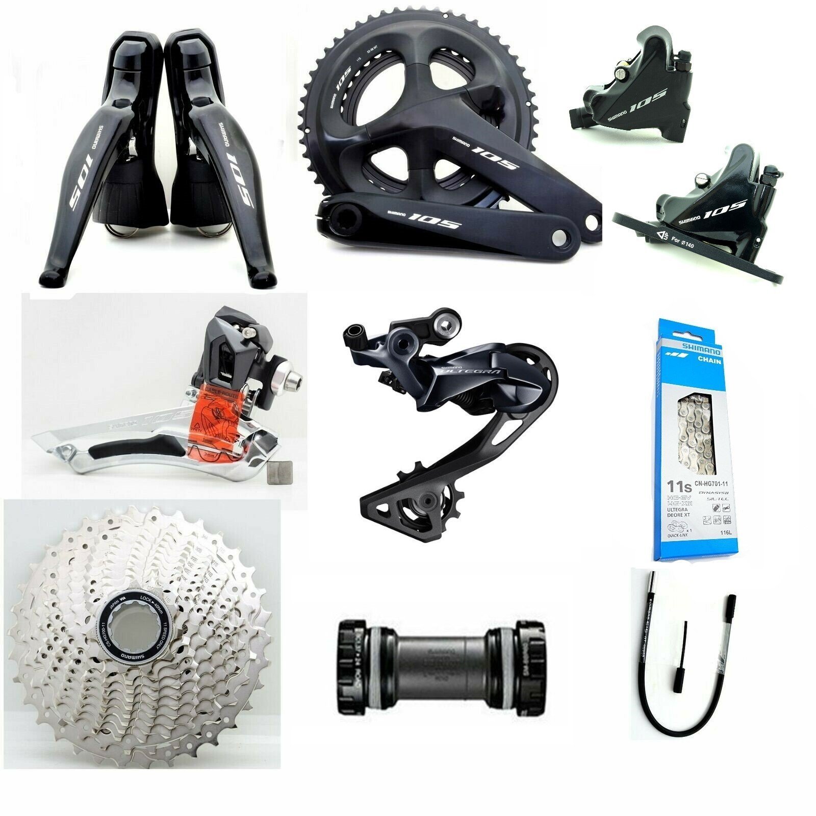 Shimano 105 Disc Brake ST-R7025 FC/FD-R7000+RD-R8000 50-34T HG700 11-34 GroupSet