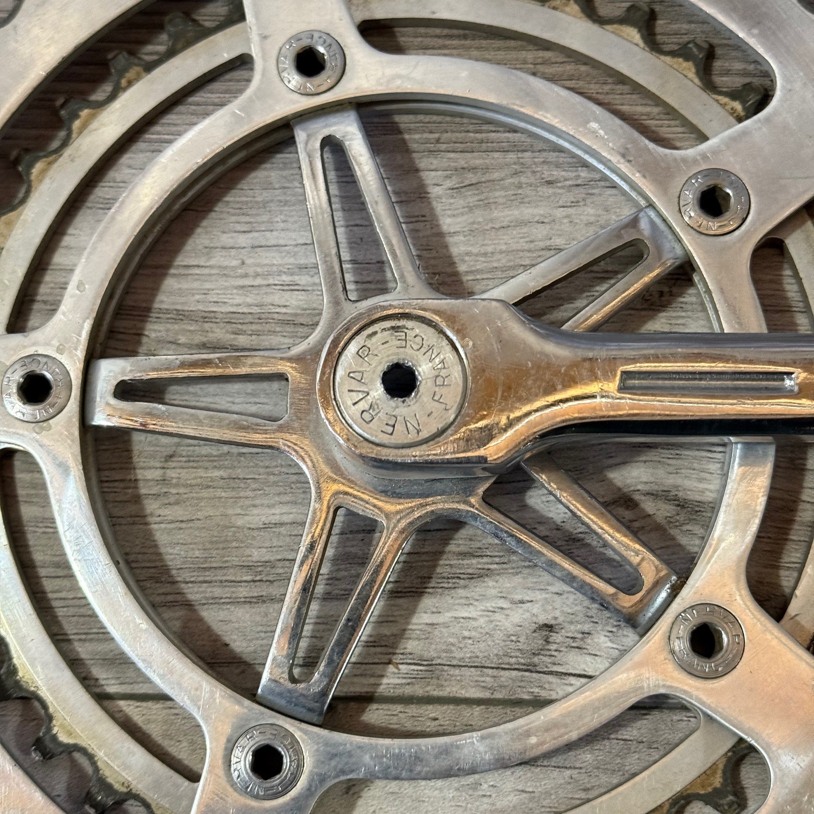 Vintage Nervar Sport Crankset BSA English 170 Double 52 42 FRENCH THREAD