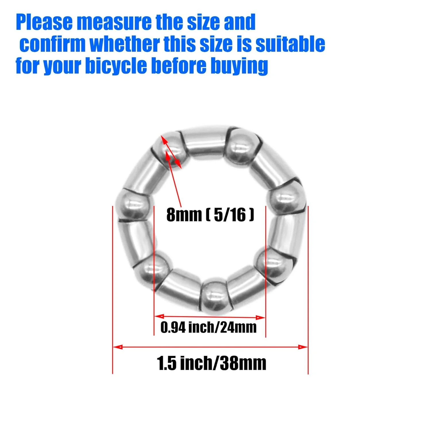 4pcs Bike Ball Bearing Retainer，Bicycle Ball Bearings, 8mm(5/16 Inch) X 7 Balls