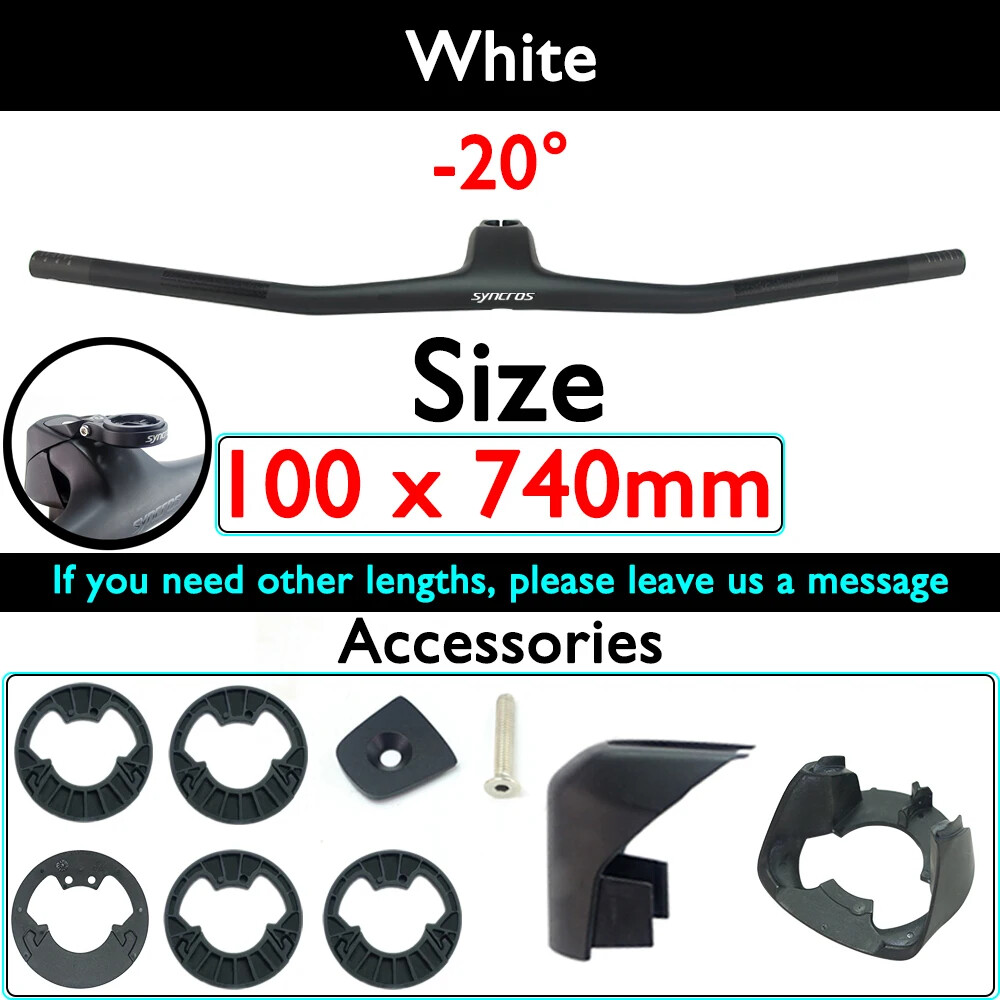 740mm Full Carbon MTB Bicycle Integrated Handlebar With -20° Stem 70/80/90/100mm